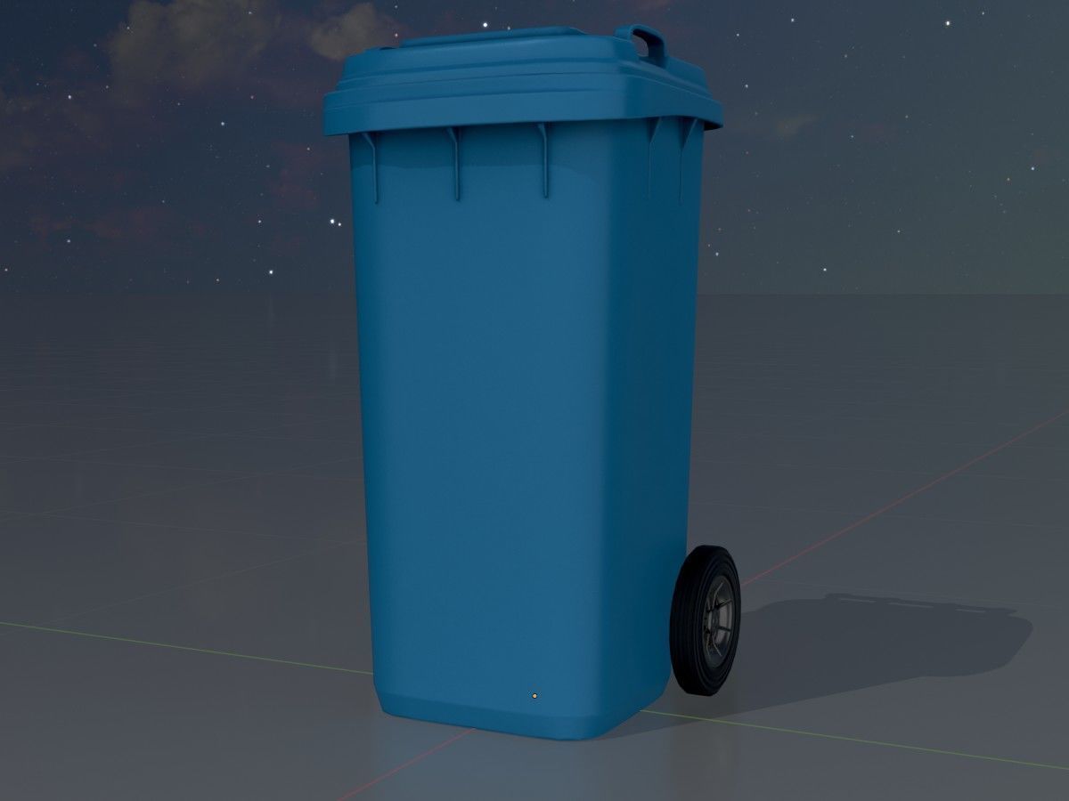 Three wheeled garbage cans blue package 3D Model Collection_17