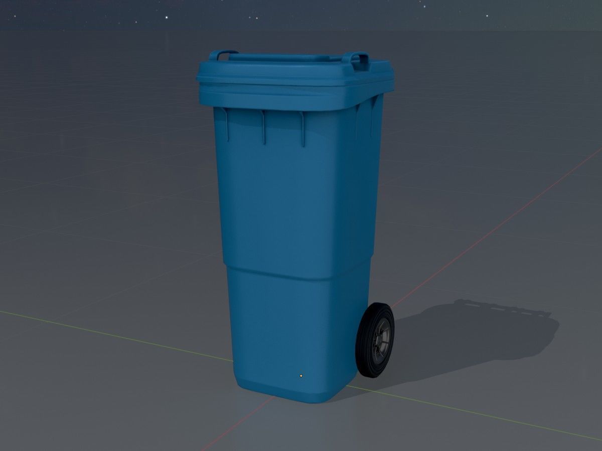 Three wheeled garbage cans blue package 3D Model Collection_19