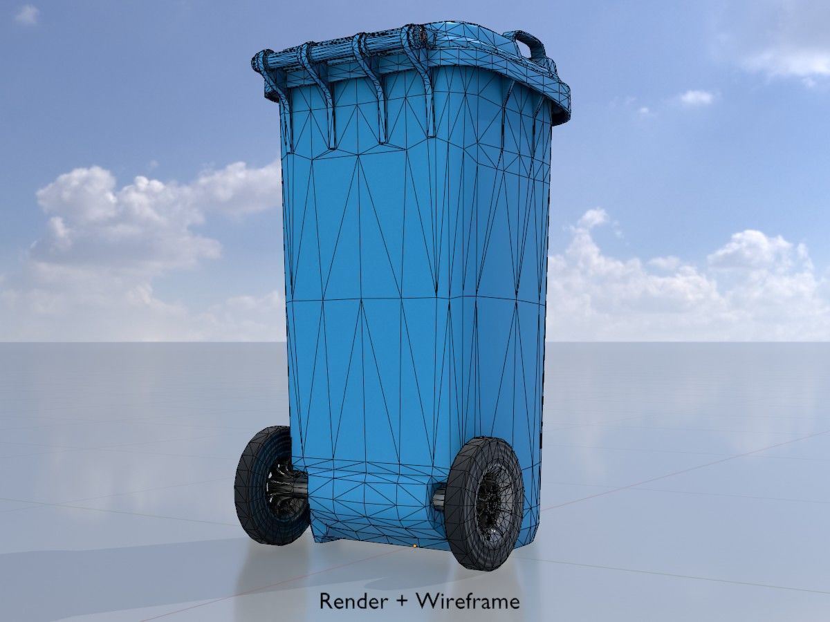 Three wheeled garbage cans blue package 3D Model Collection_23