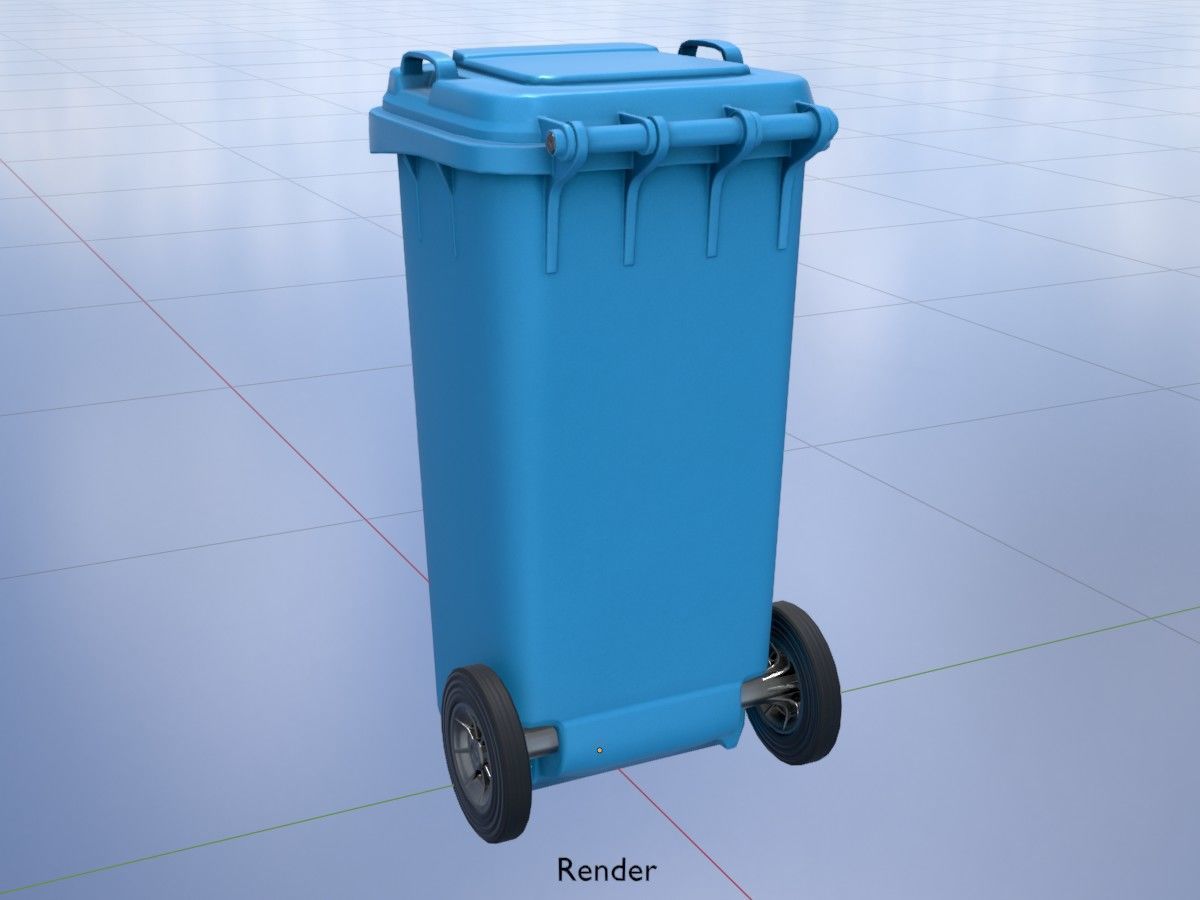 Three wheeled garbage cans blue package 3D Model Collection_59