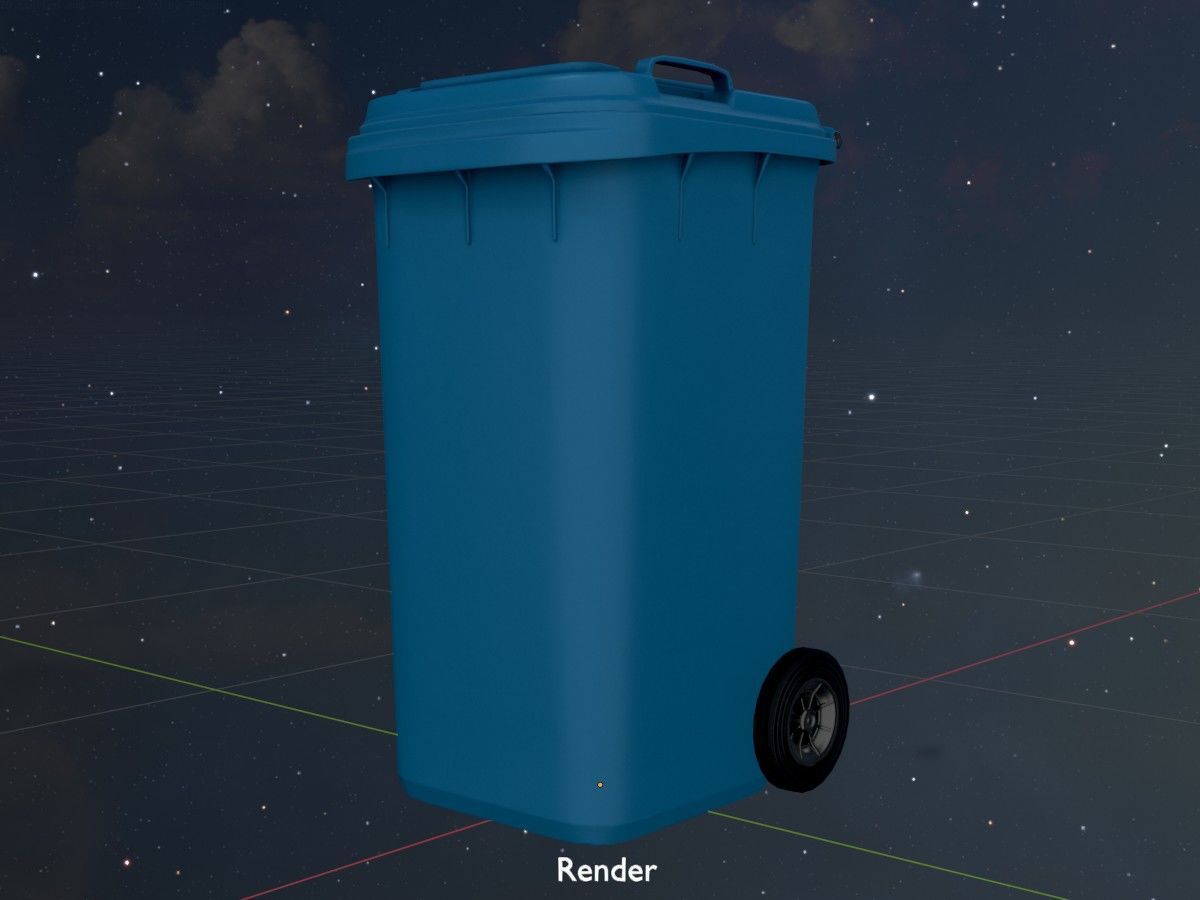 Three wheeled garbage cans blue package 3D Model Collection_66