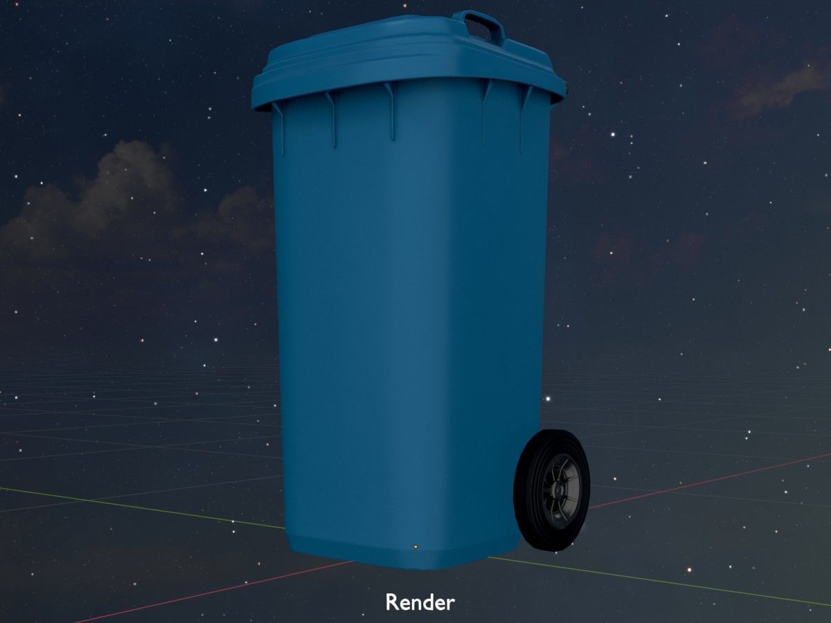 Three wheeled garbage cans blue package 3D Model Collection_65