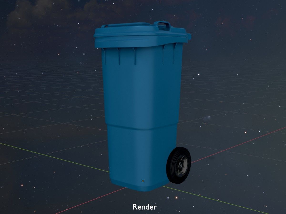 Three wheeled garbage cans blue package 3D Model Collection_67