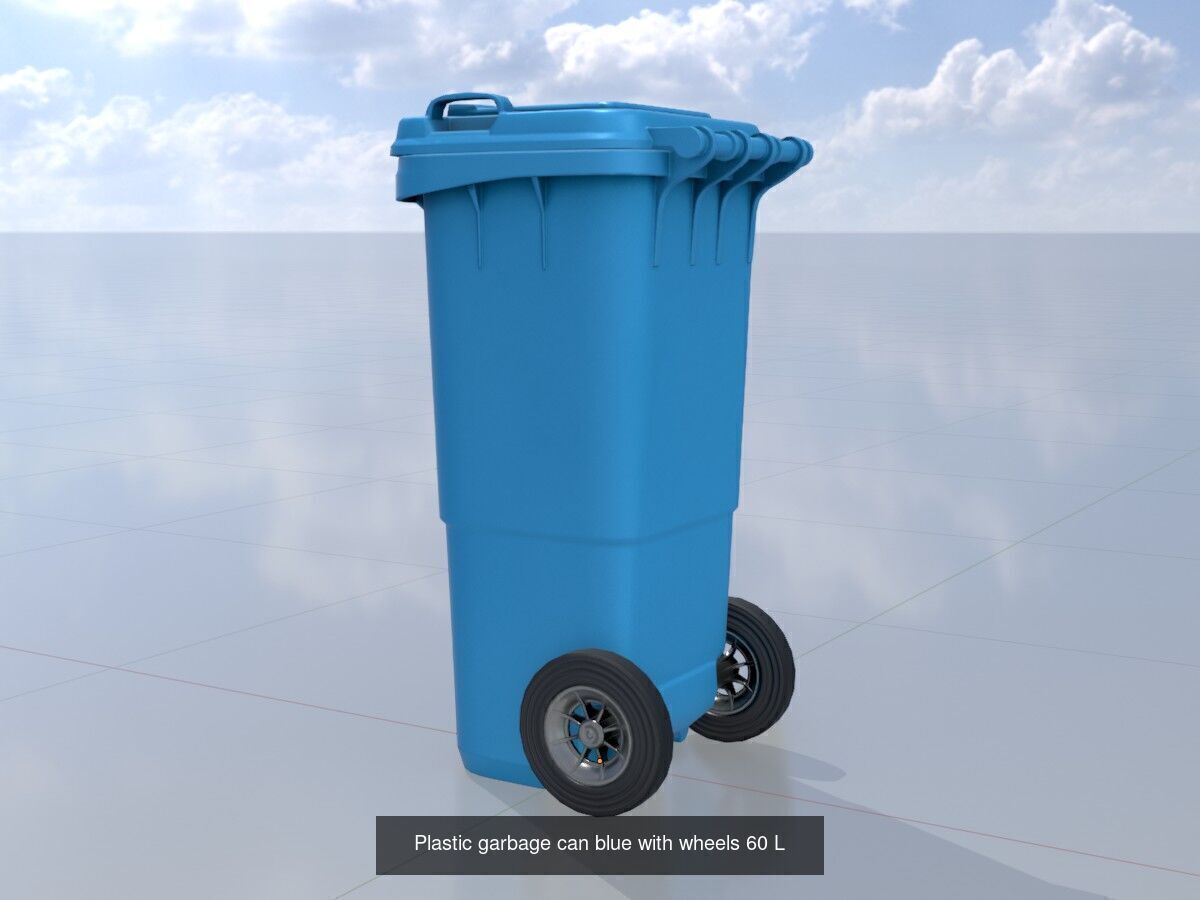 Three wheeled garbage cans blue package 3D Model Collection_4