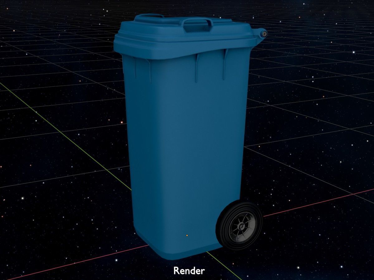 Three wheeled garbage cans blue package 3D Model Collection_56