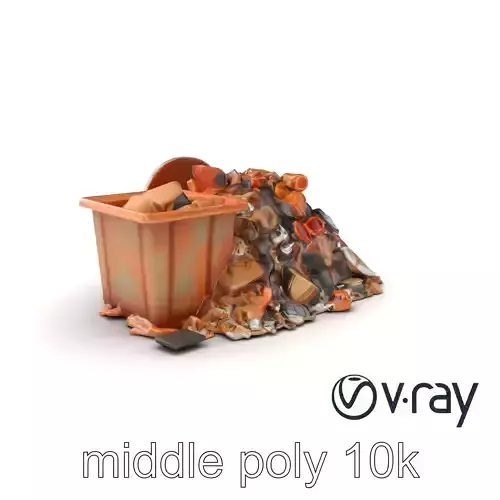Chaotic Trash Mound and Rusty Bin model pack Low-poly 3D model