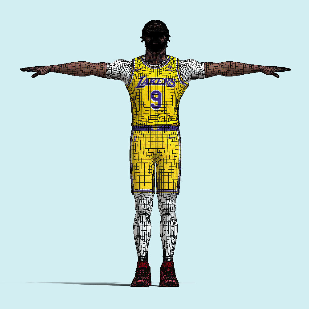 T-Pose Rigged Bronny James Los Angeles Lakers 3D model_5