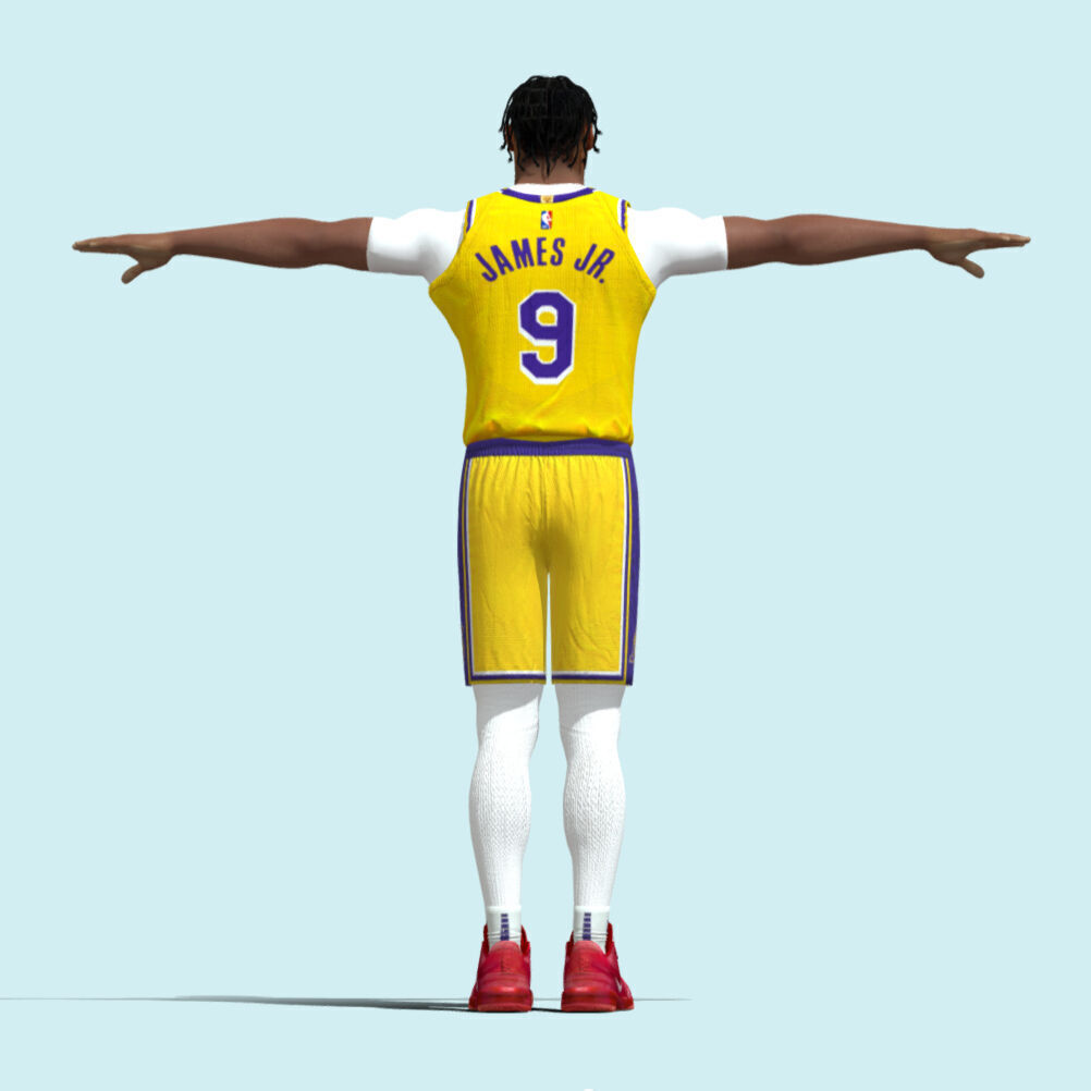 T-Pose Rigged Bronny James Los Angeles Lakers 3D model_2