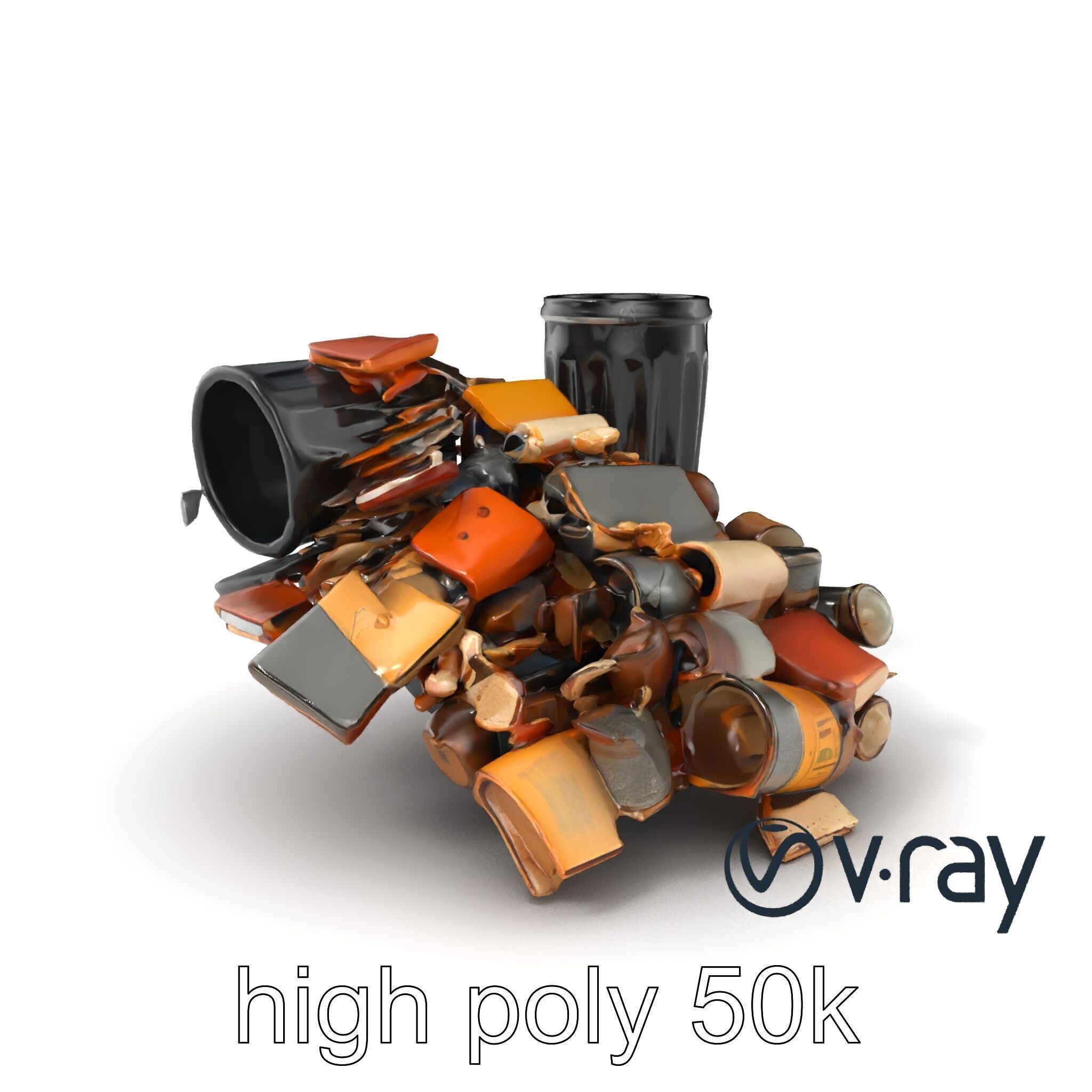 Jumbled Trash Assembly Waste Model Pack Low-poly 3D model_2