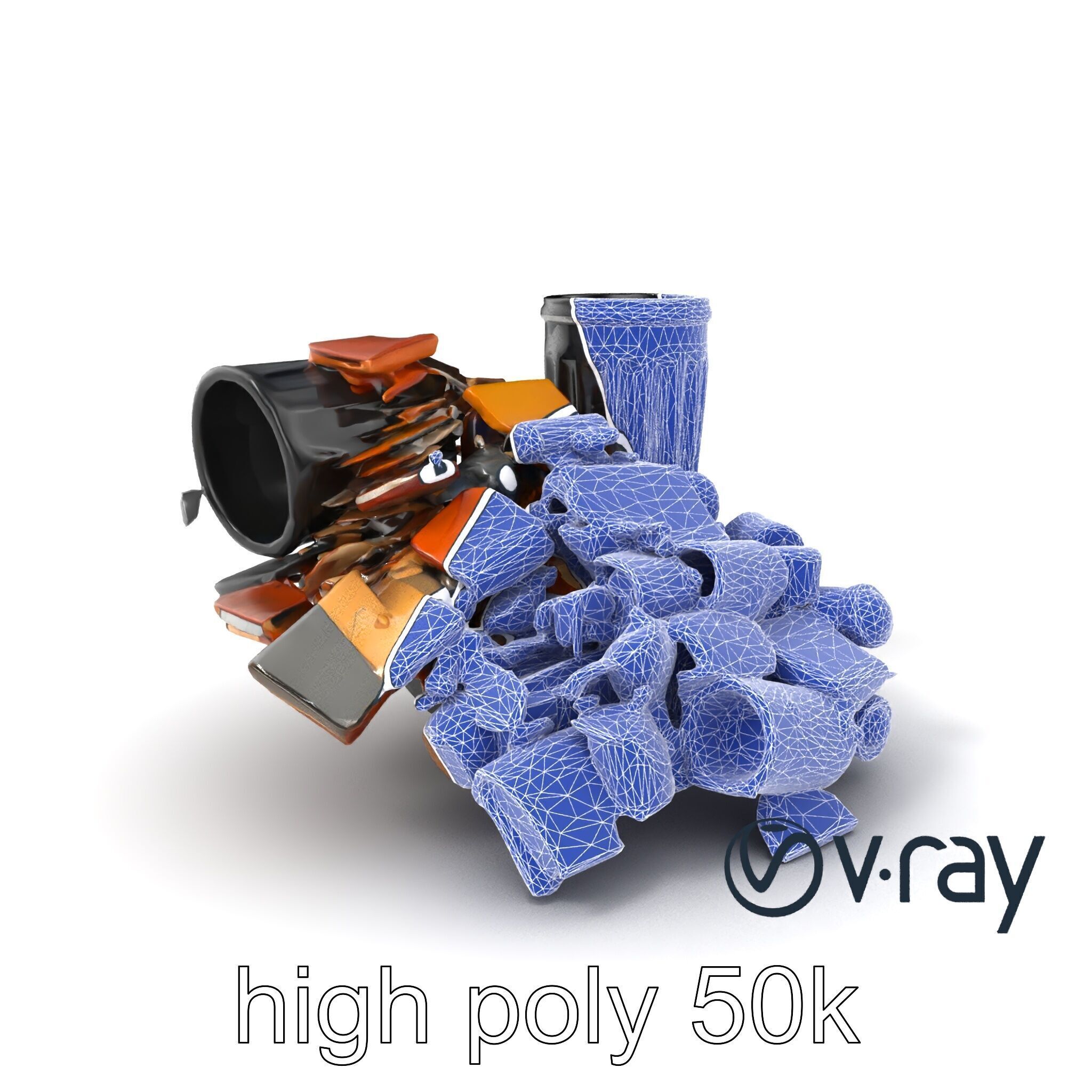 Jumbled Trash Assembly Waste Model Pack Low-poly 3D model_1