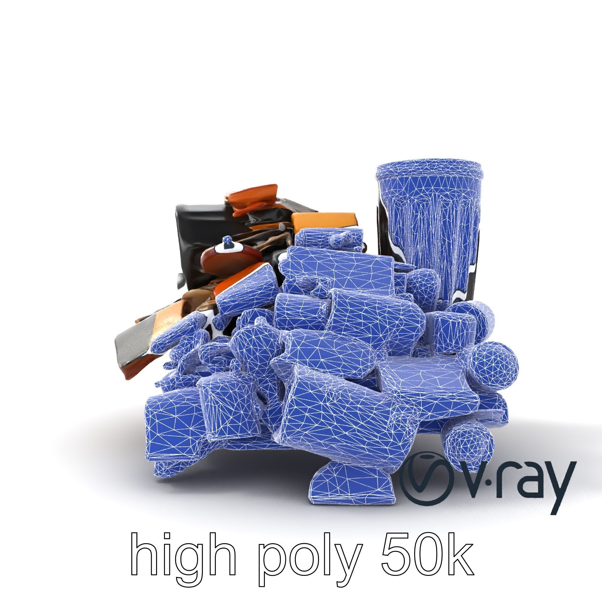 Jumbled Trash Assembly Waste Model Pack Low-poly 3D model_16