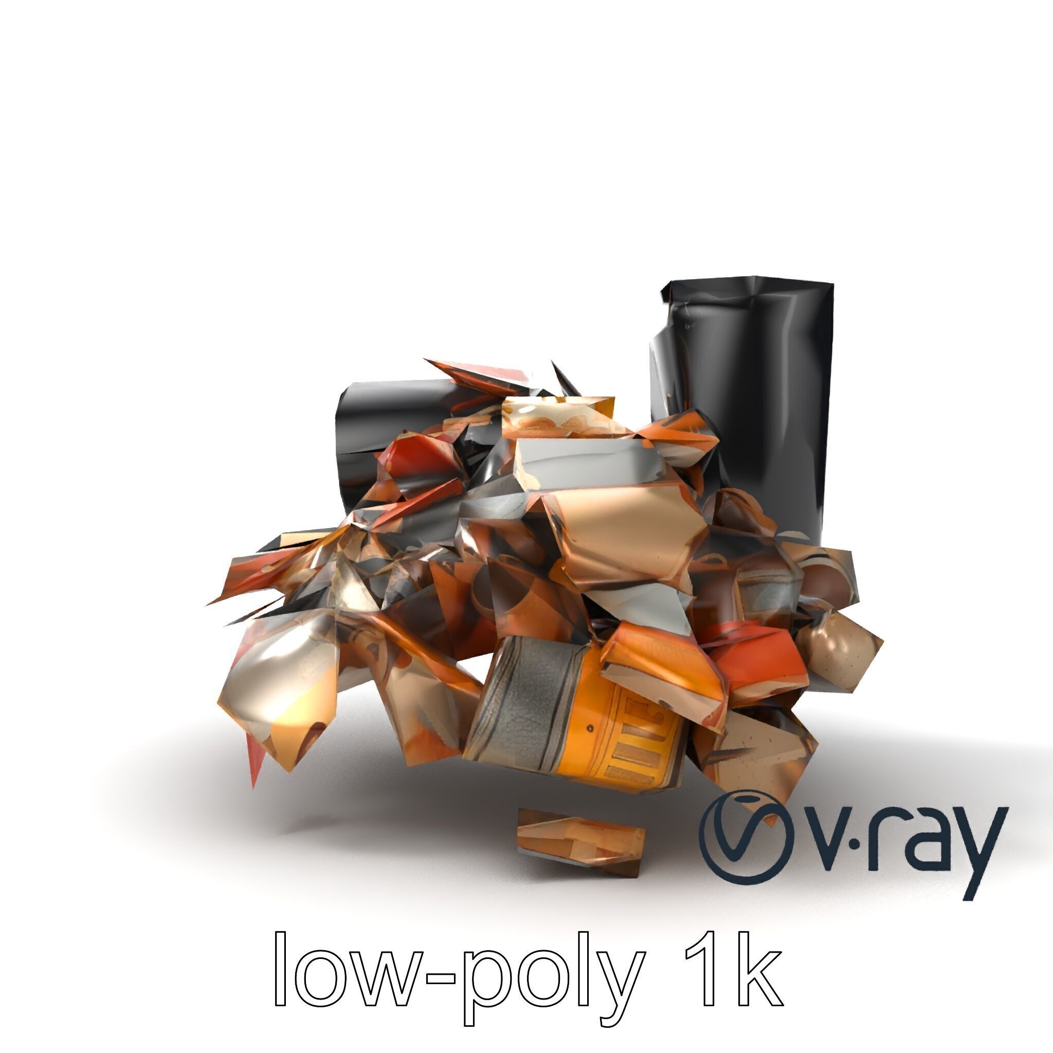 Jumbled Trash Assembly Waste Model Pack Low-poly 3D model_28