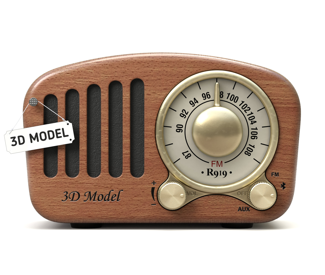 Retro Style Mini Radio 3D model_5