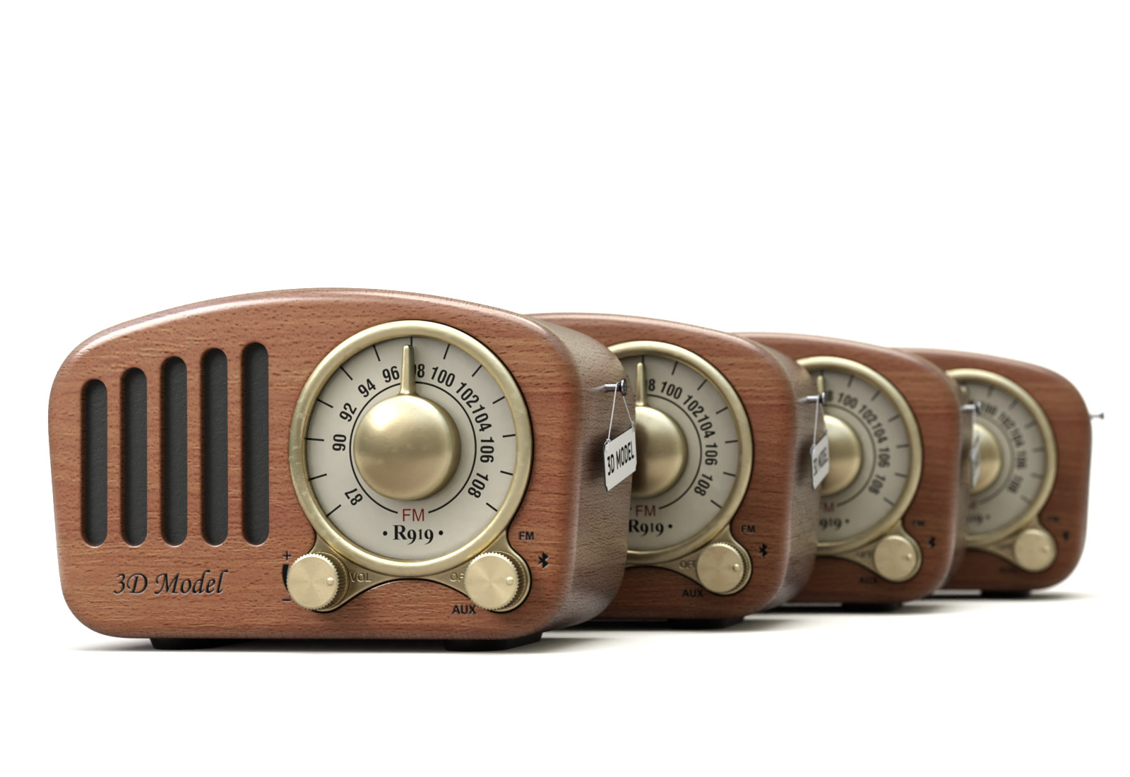 Retro Style Mini Radio 3D model_6
