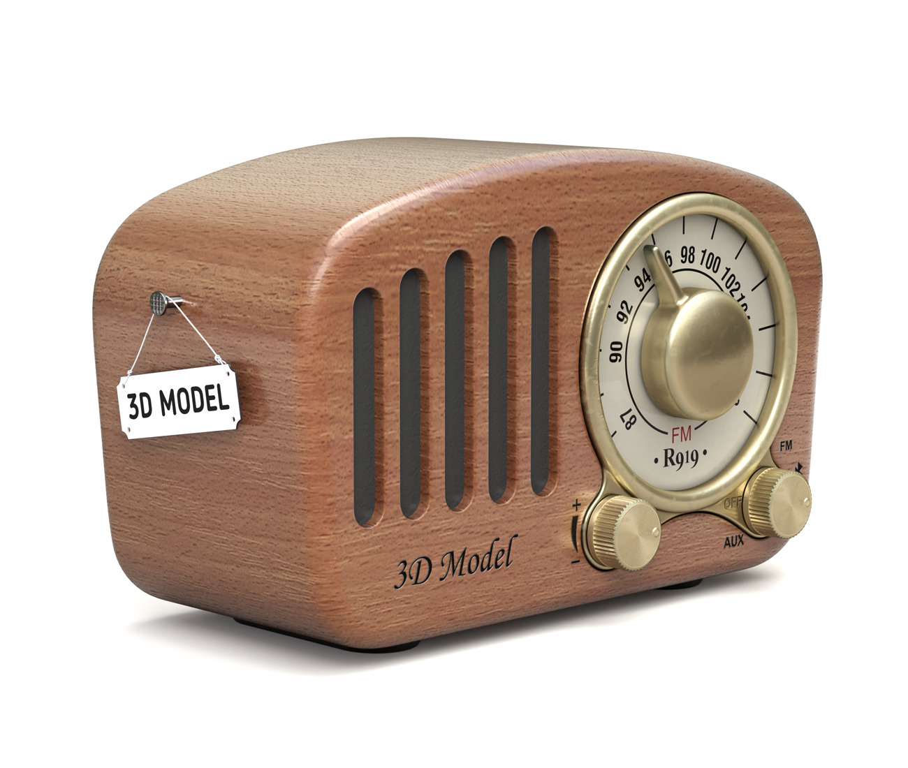 Retro Style Mini Radio 3D model_4