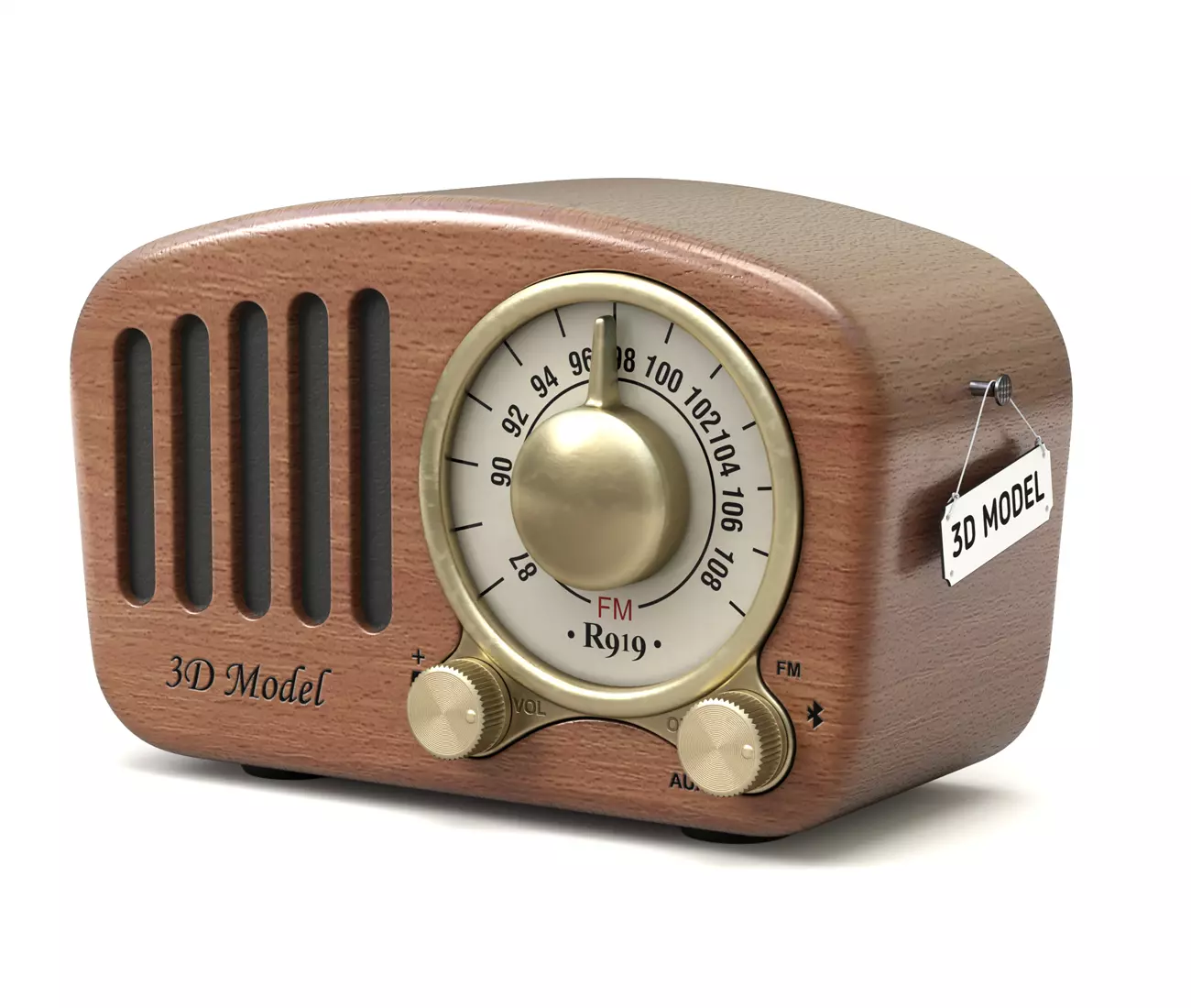 Retro Style Mini Radio 3D model_0