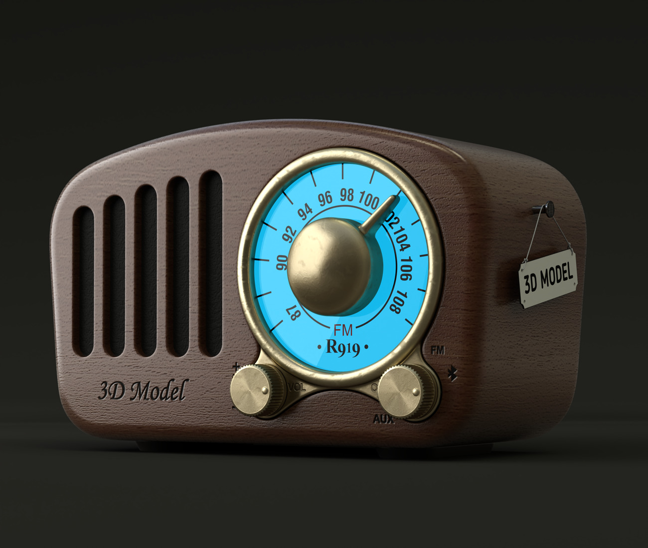 Retro Style Mini Radio 3D model_2