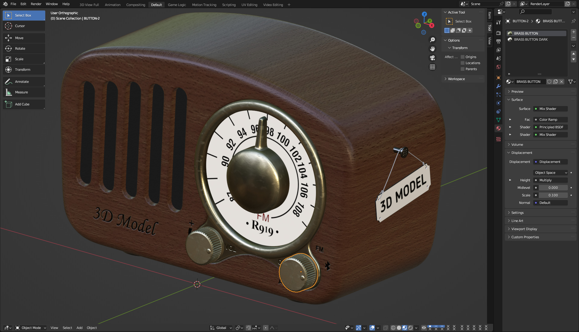 Retro Style Mini Radio 3D model_12