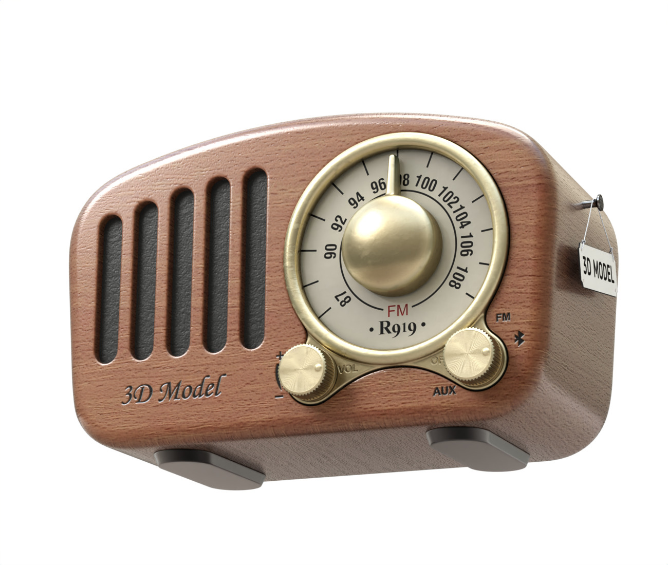 Retro Style Mini Radio 3D model_7