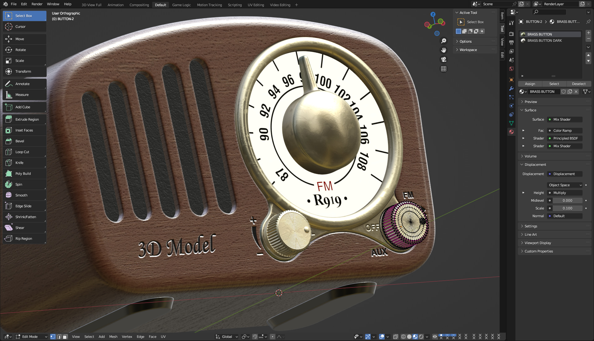 Retro Style Mini Radio 3D model_11