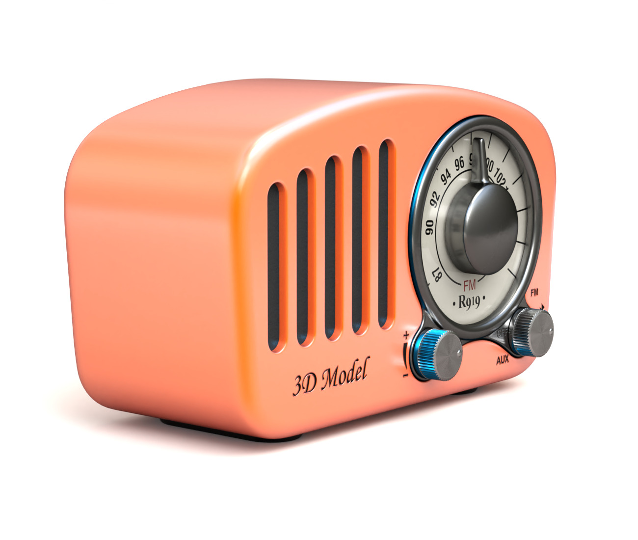 Retro Style Mini Radio 3D model_8