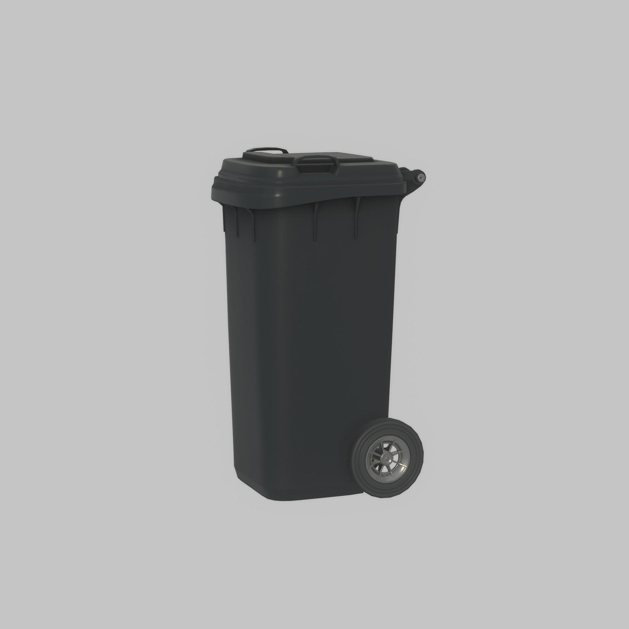 Plastic garbage can black with wheels 120 L Low-poly 3D model_46