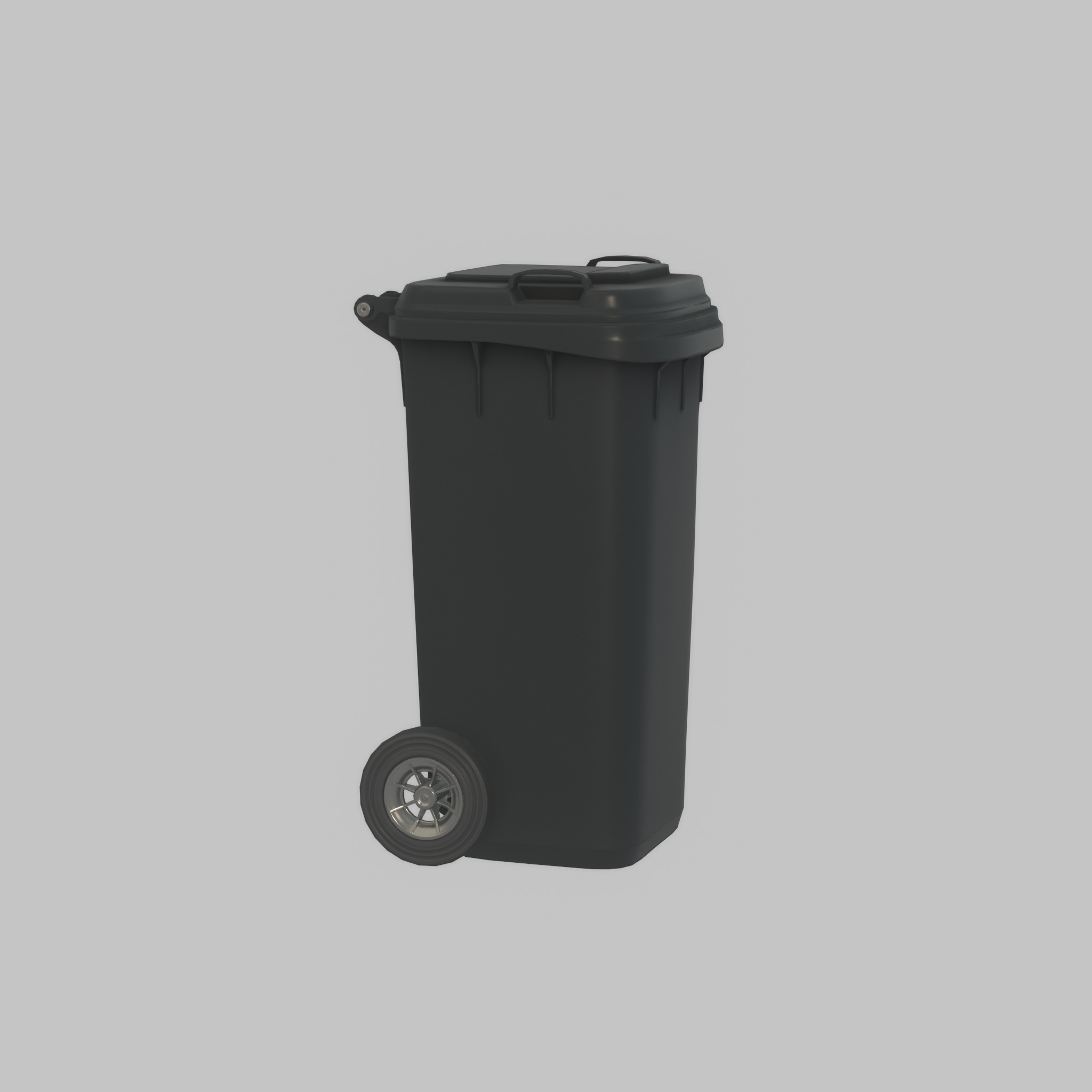 Plastic garbage can black with wheels 120 L Low-poly 3D model_34