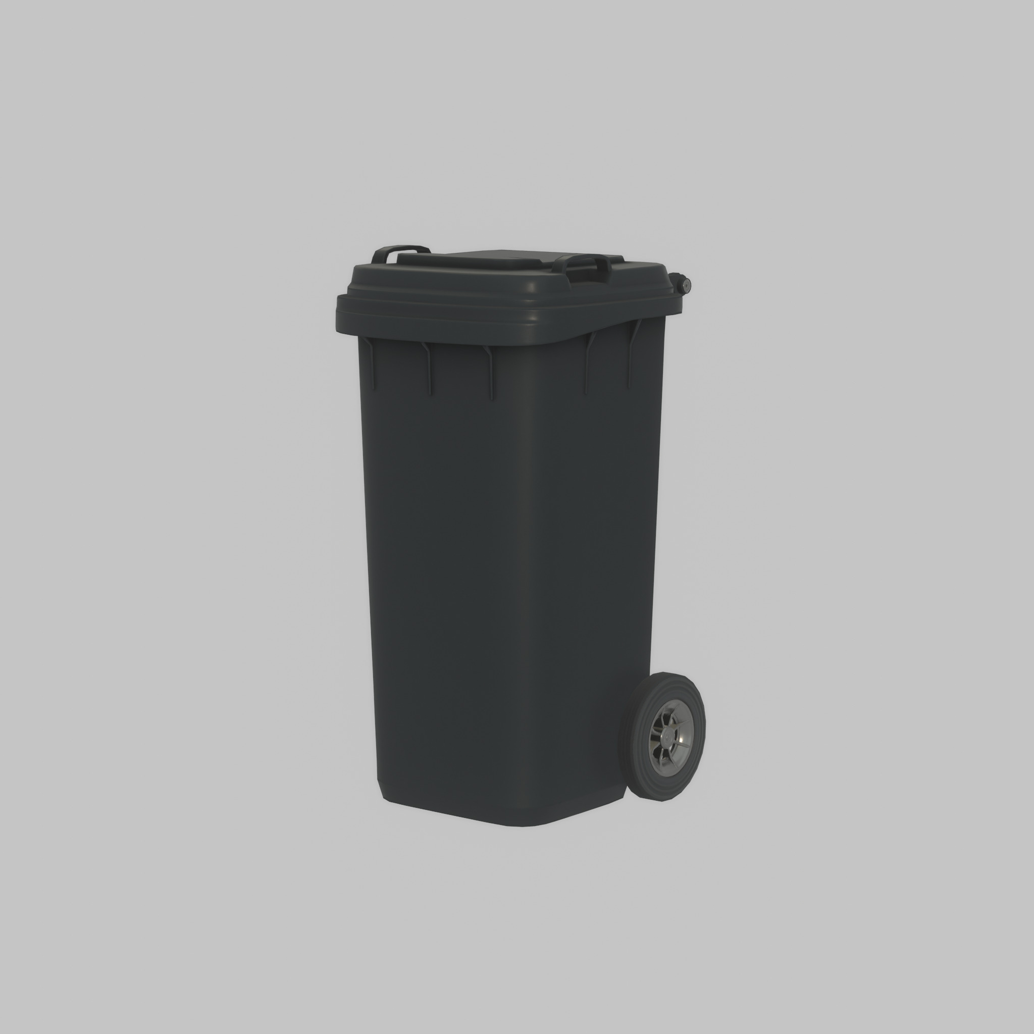 Plastic garbage can black with wheels 120 L Low-poly 3D model_51
