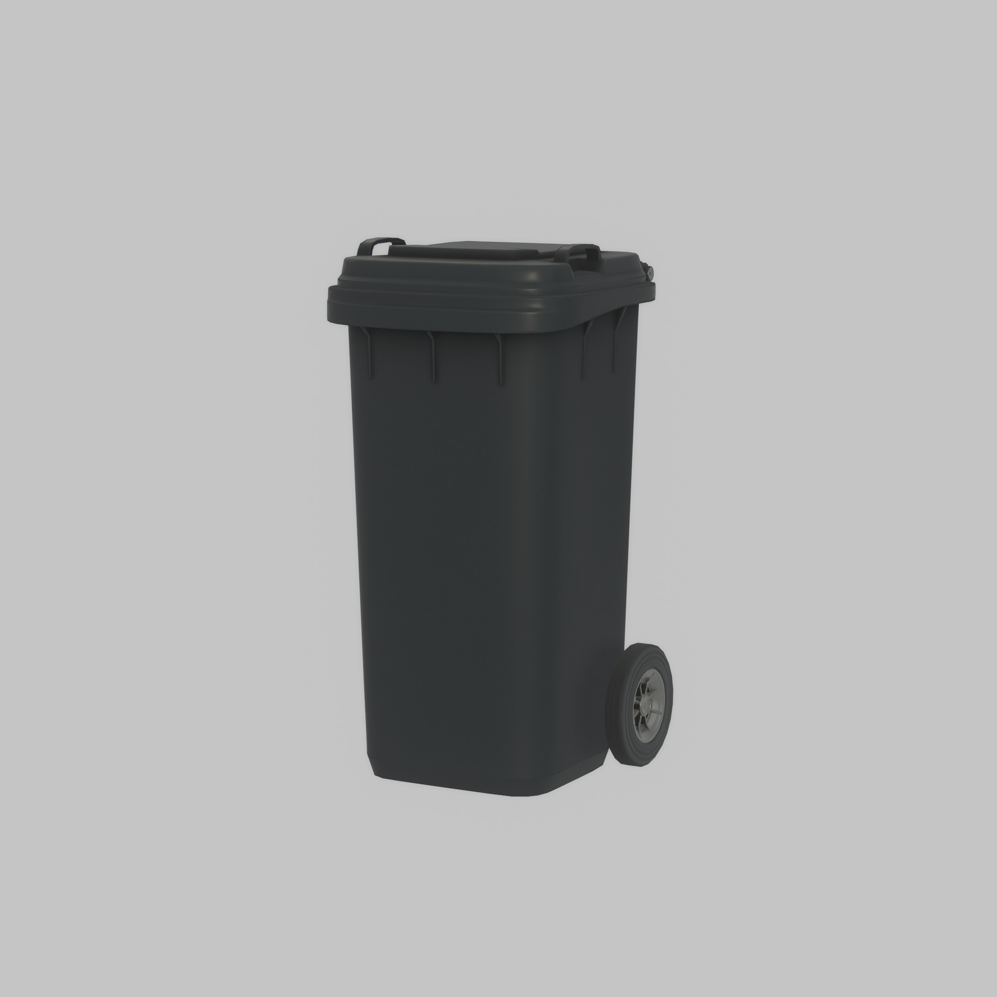 Plastic garbage can black with wheels 120 L Low-poly 3D model_26