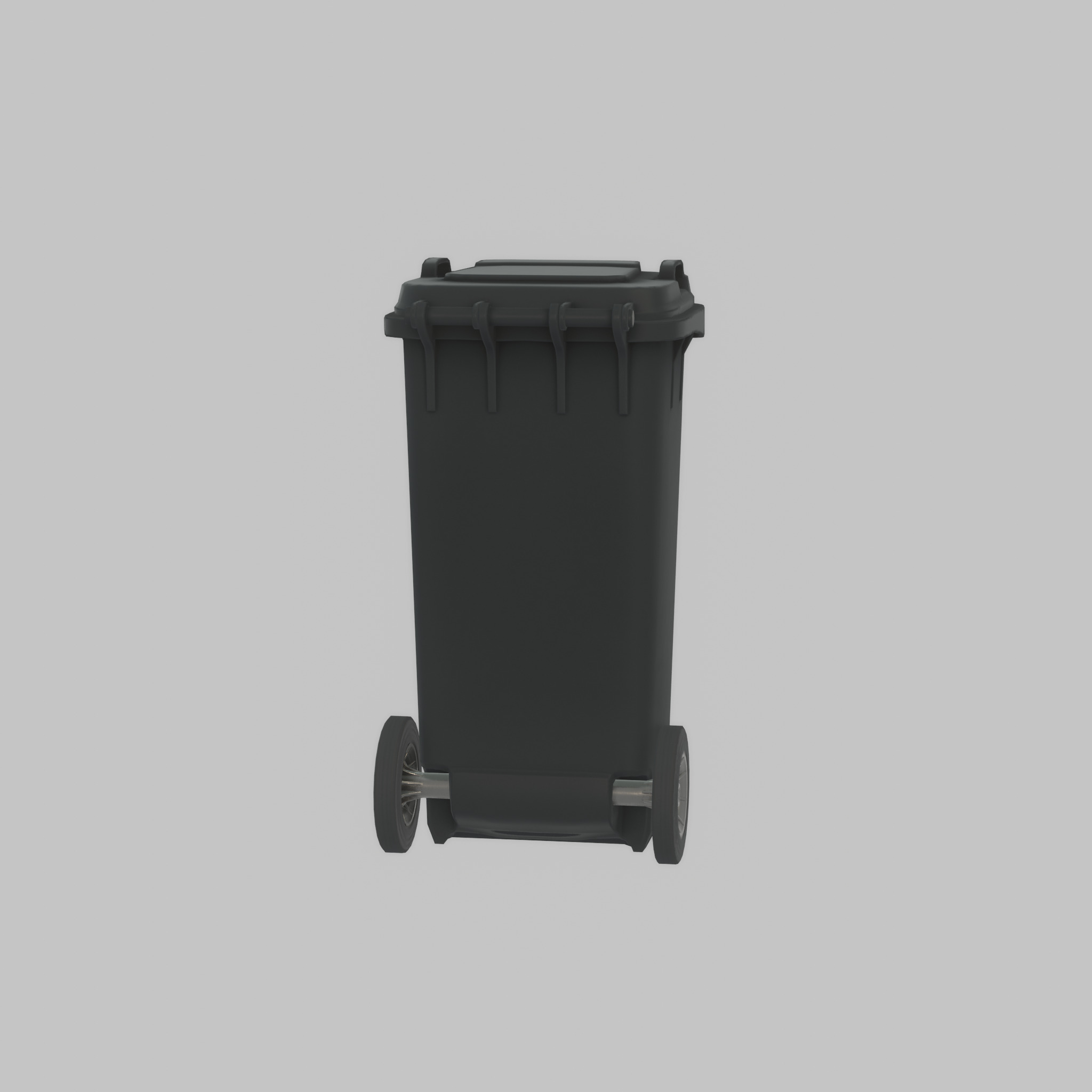 Plastic garbage can black with wheels 120 L Low-poly 3D model_49