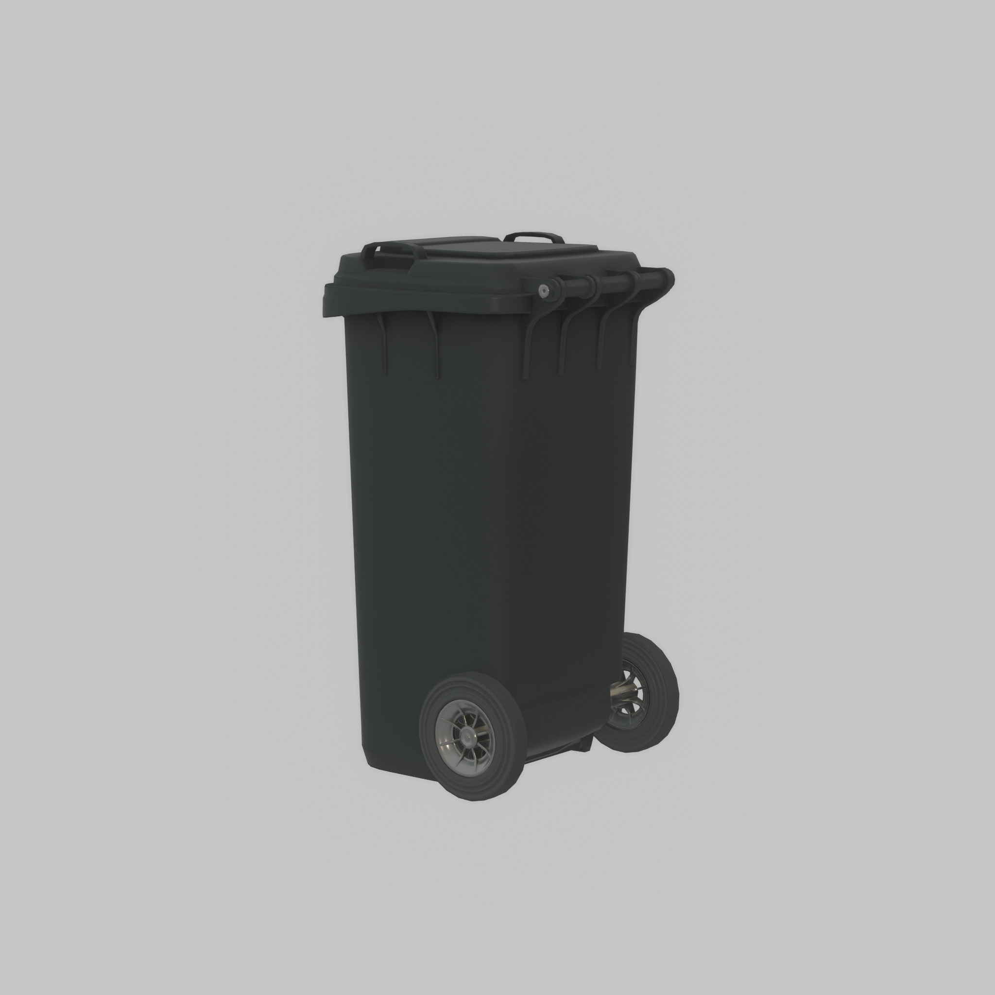 Plastic garbage can black with wheels 120 L Low-poly 3D model_53