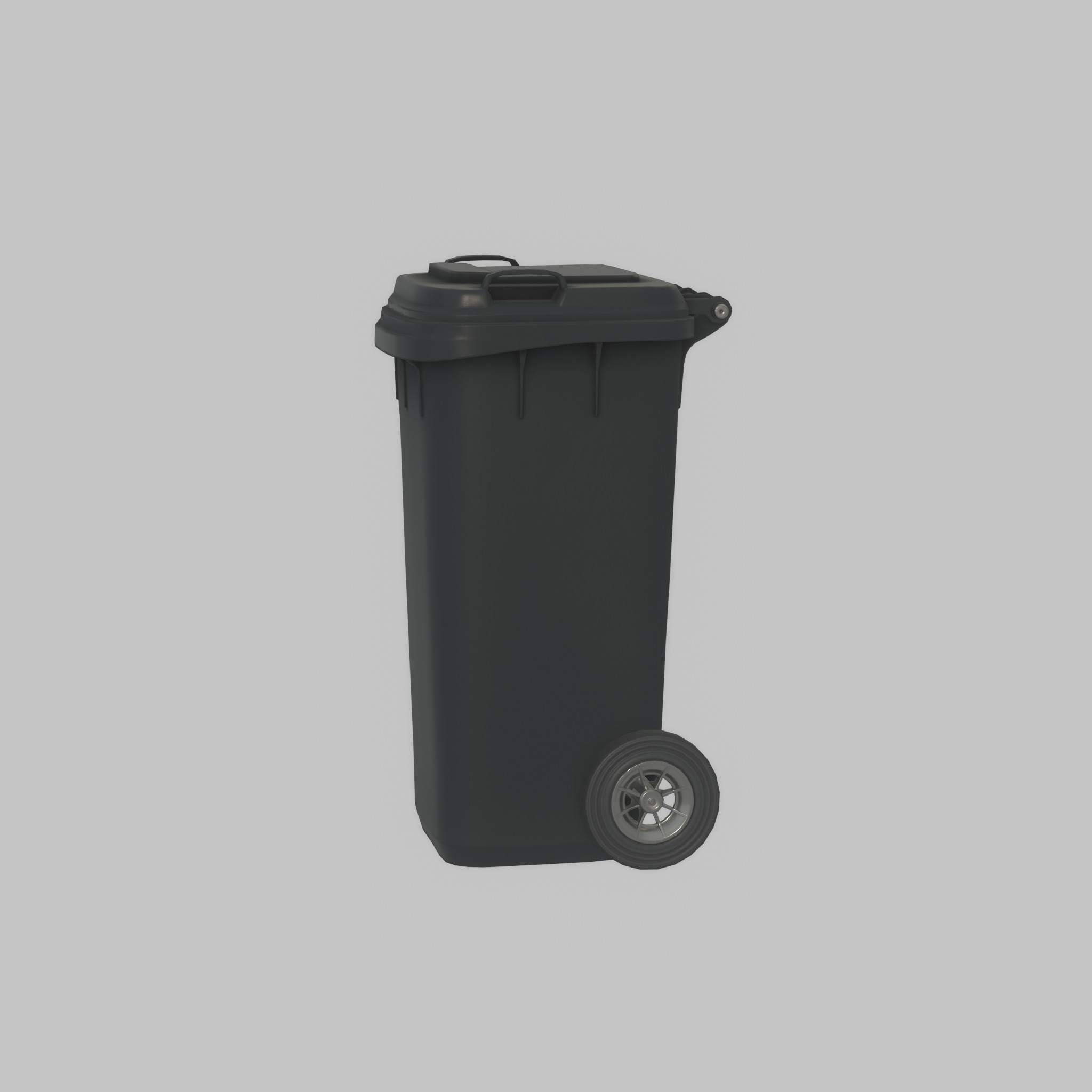 Plastic garbage can black with wheels 120 L Low-poly 3D model_33
