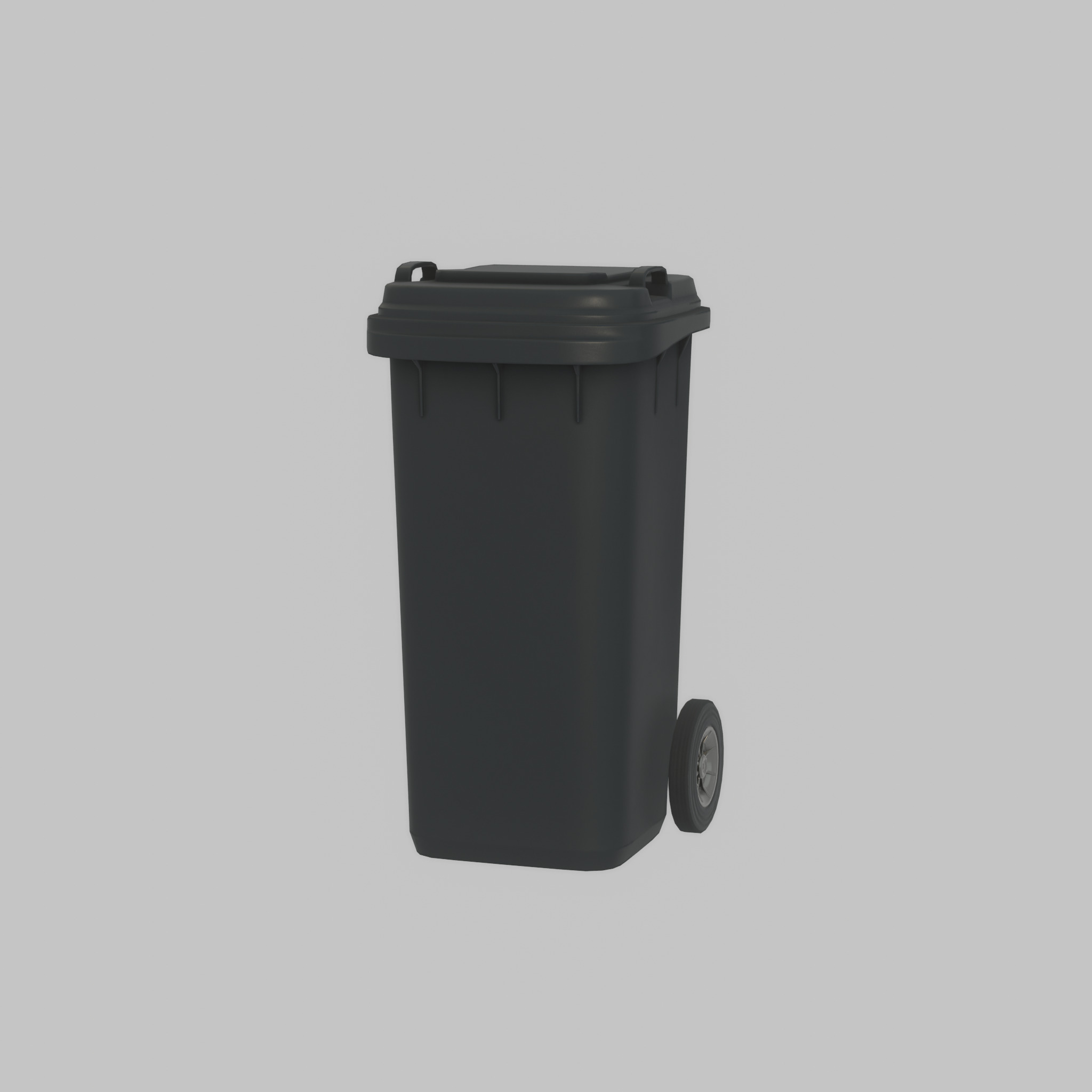 Plastic garbage can black with wheels 120 L Low-poly 3D model_43