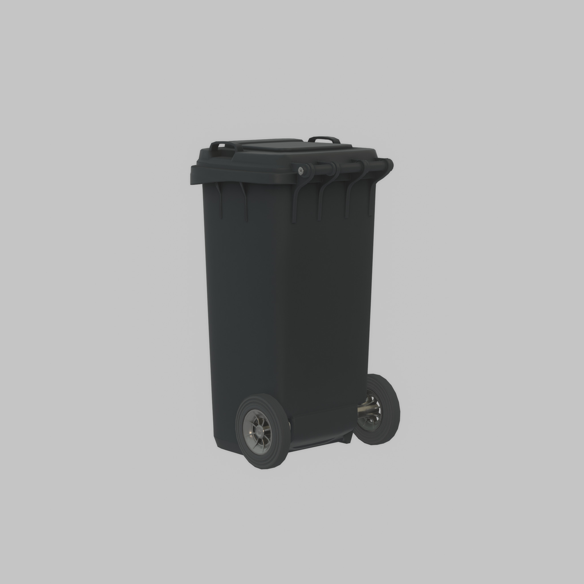 Plastic garbage can black with wheels 120 L Low-poly 3D model_45