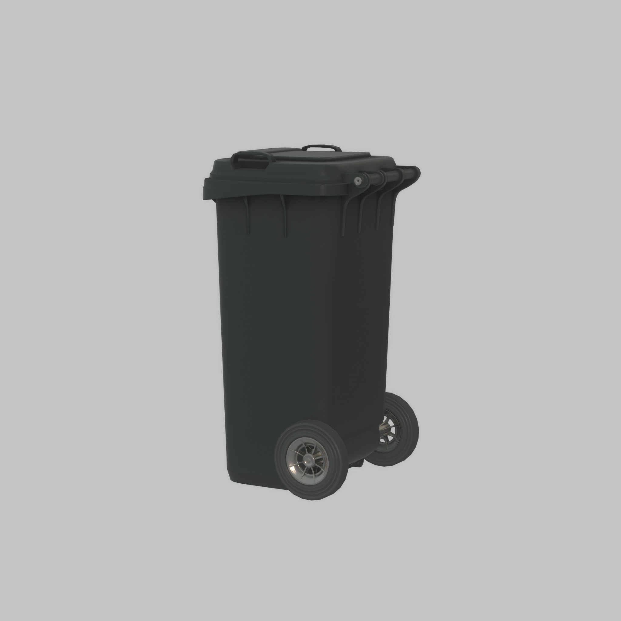Plastic garbage can black with wheels 120 L Low-poly 3D model_52
