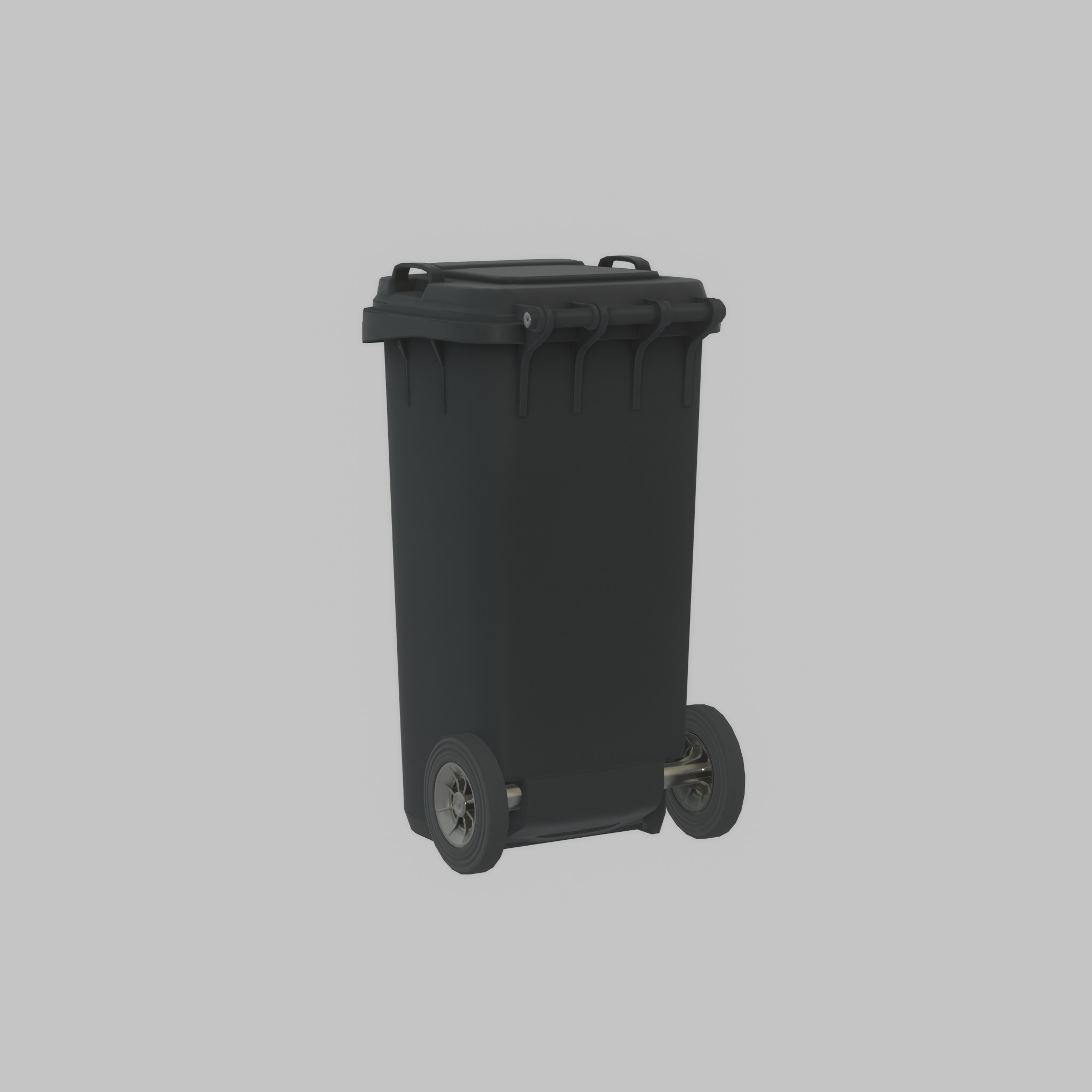 Plastic garbage can black with wheels 120 L Low-poly 3D model_32