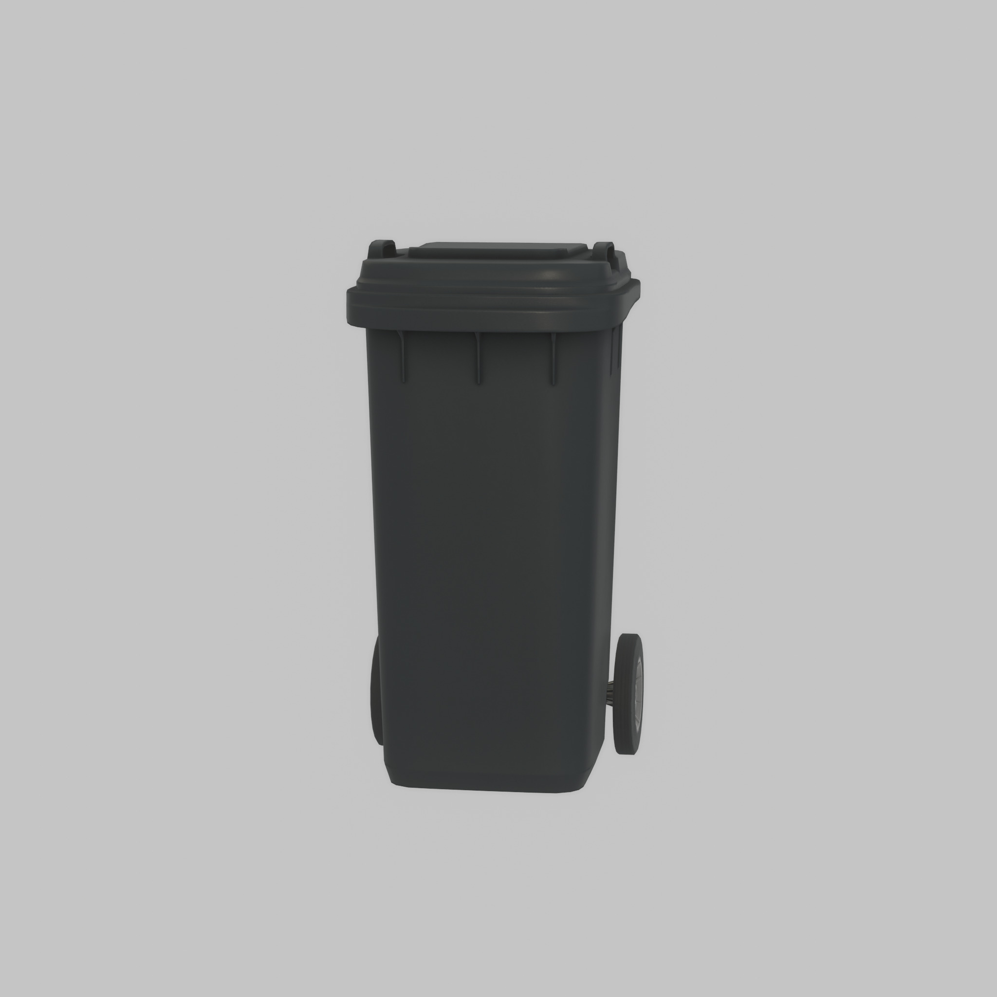 Plastic garbage can black with wheels 120 L Low-poly 3D model_41
