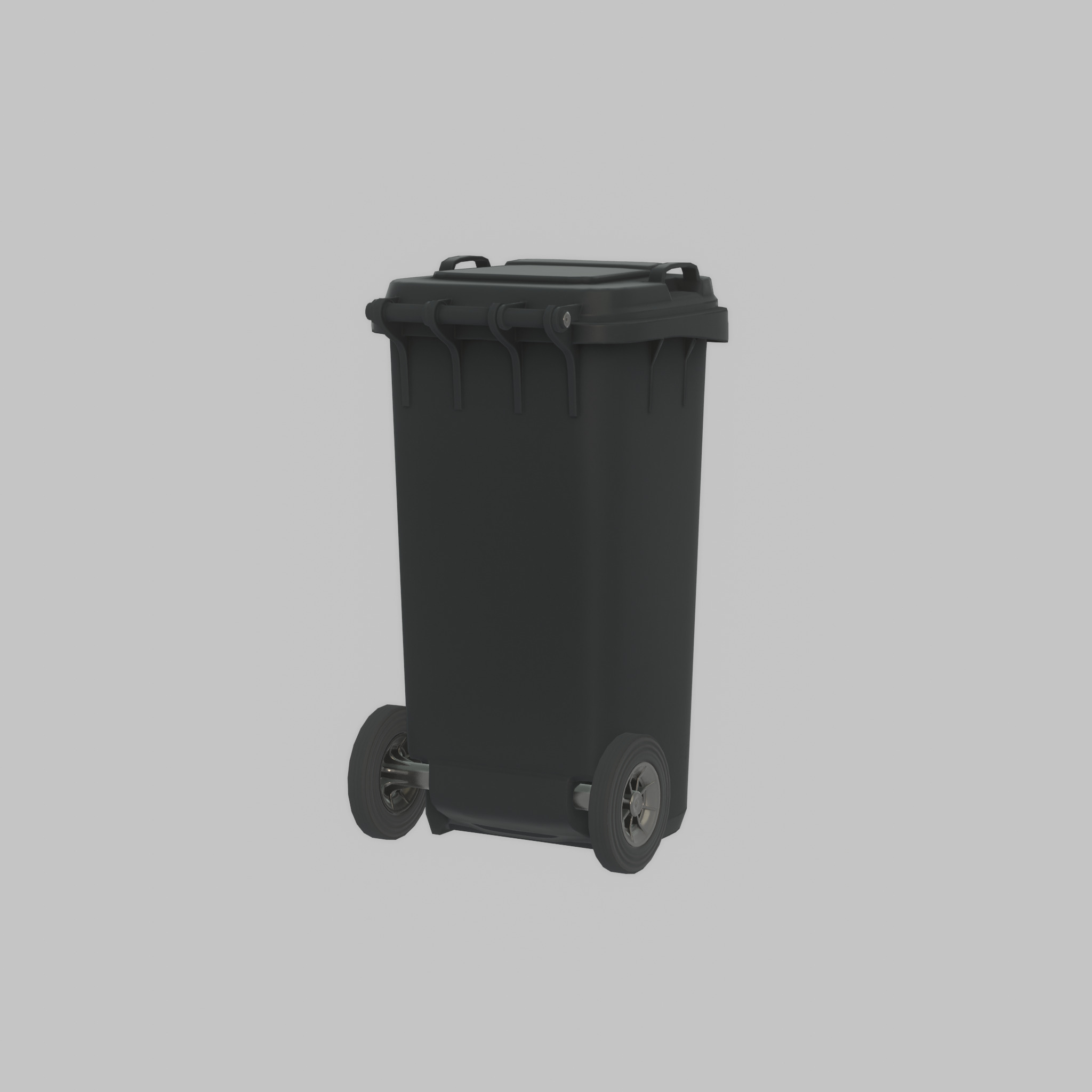 Plastic garbage can black with wheels 120 L Low-poly 3D model_50