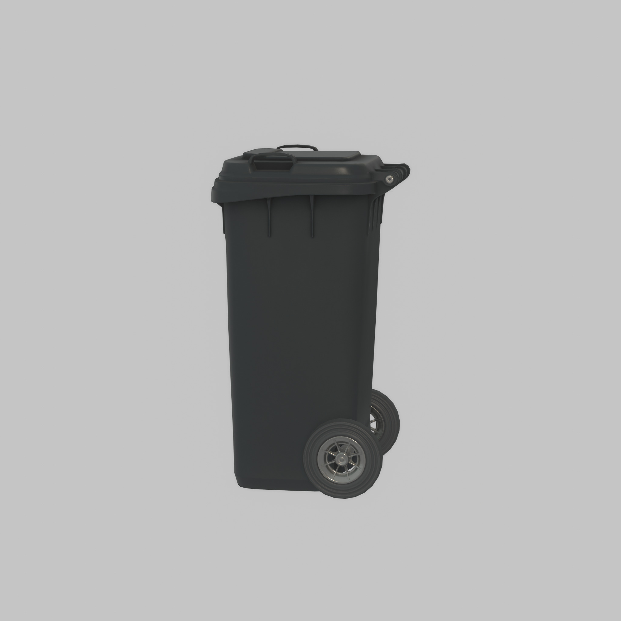 Plastic garbage can black with wheels 120 L Low-poly 3D model_58