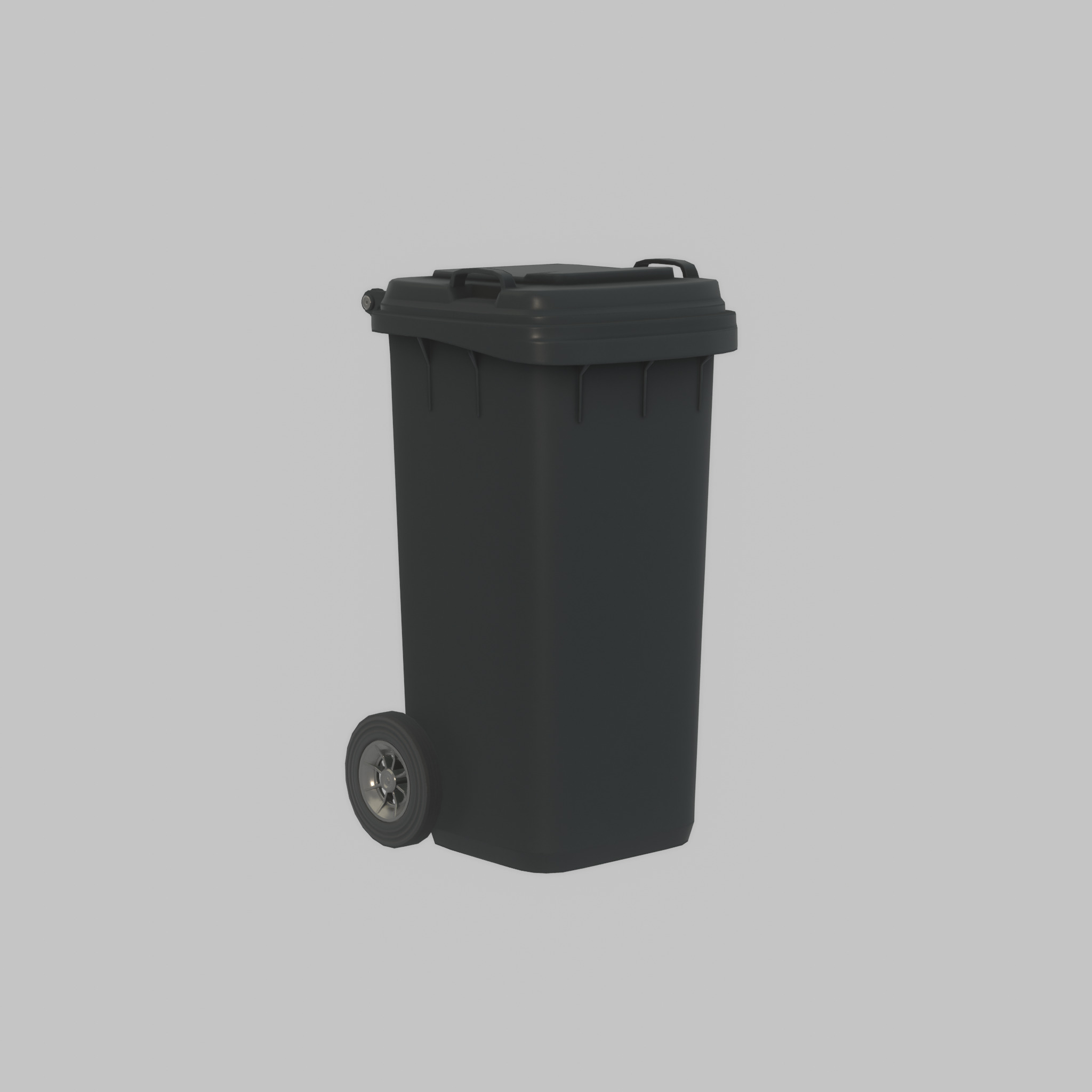 Plastic garbage can black with wheels 120 L Low-poly 3D model_27