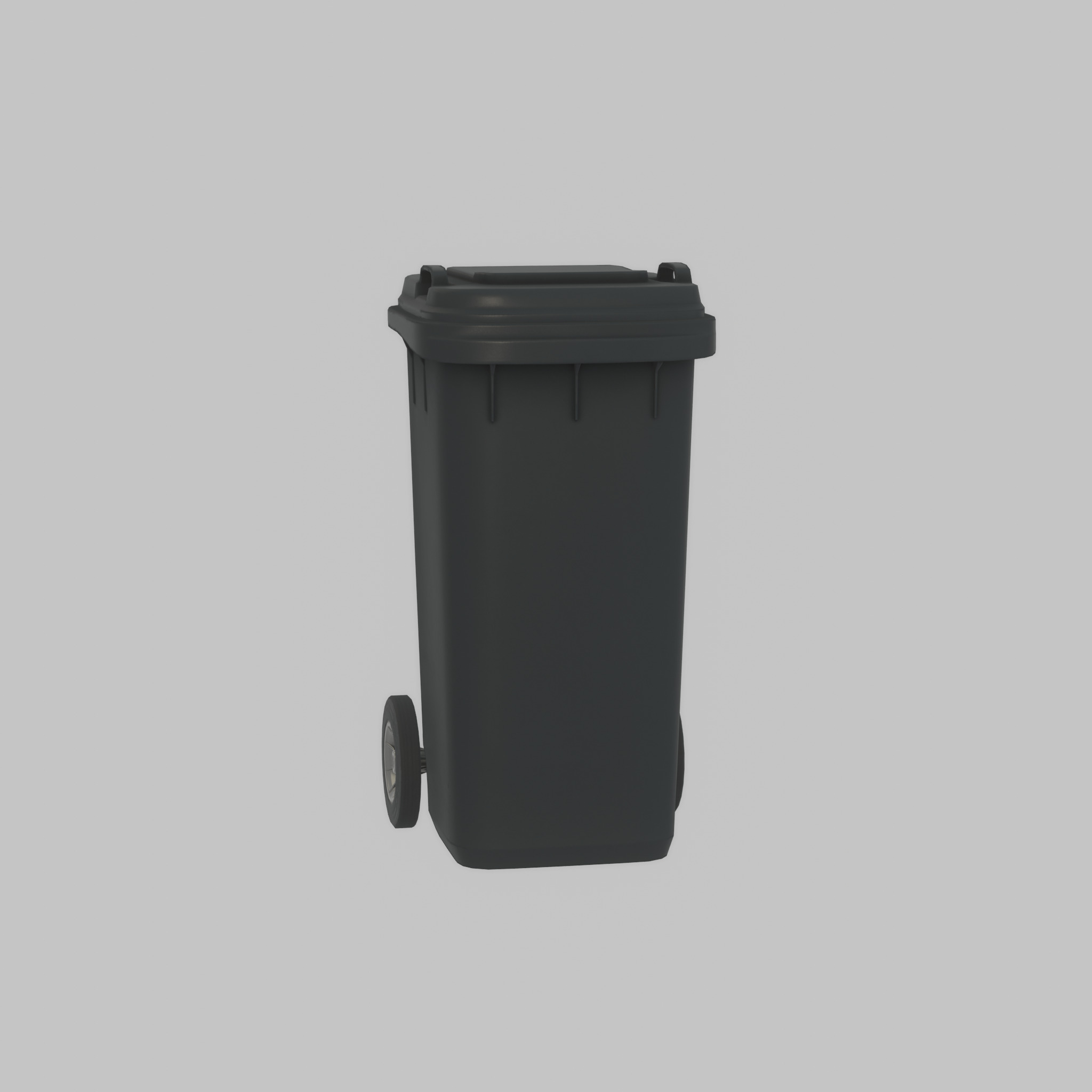 Plastic garbage can black with wheels 120 L Low-poly 3D model_39