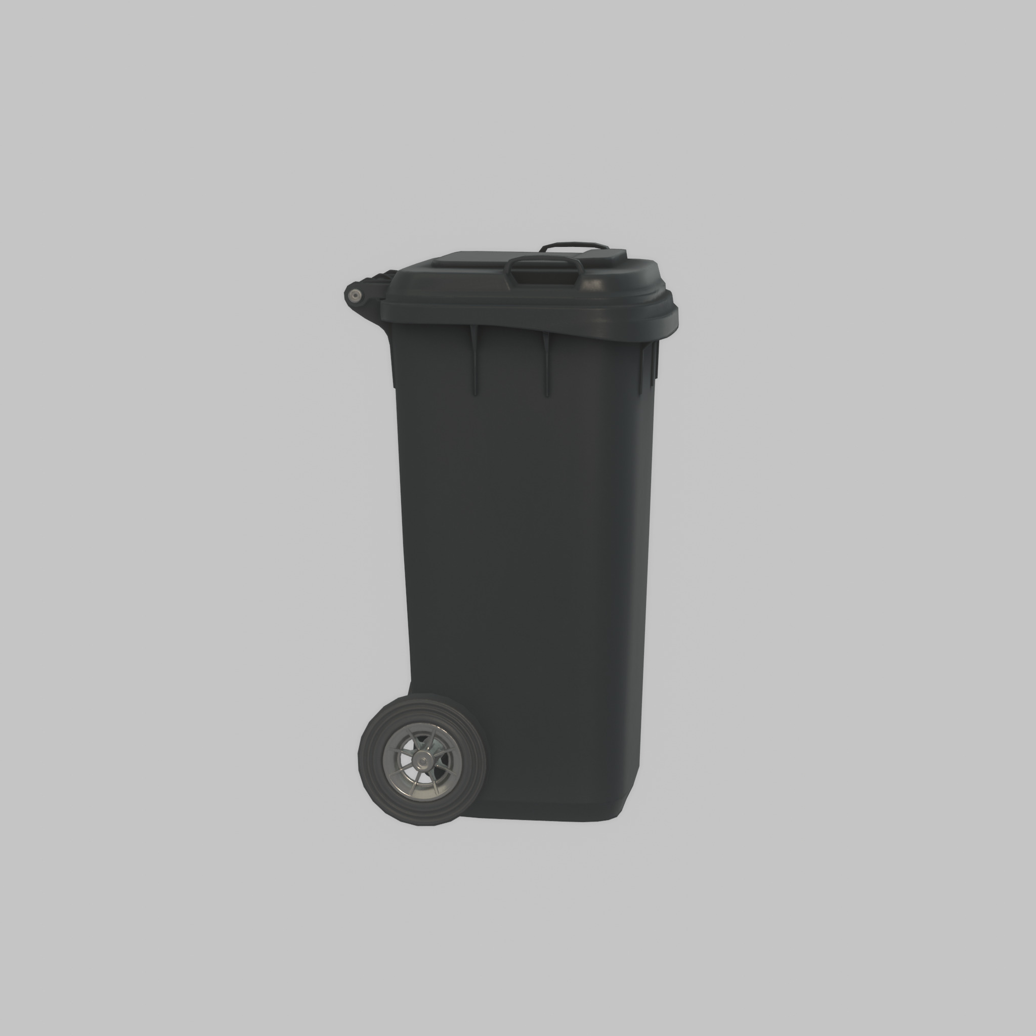 Plastic garbage can black with wheels 120 L Low-poly 3D model_28
