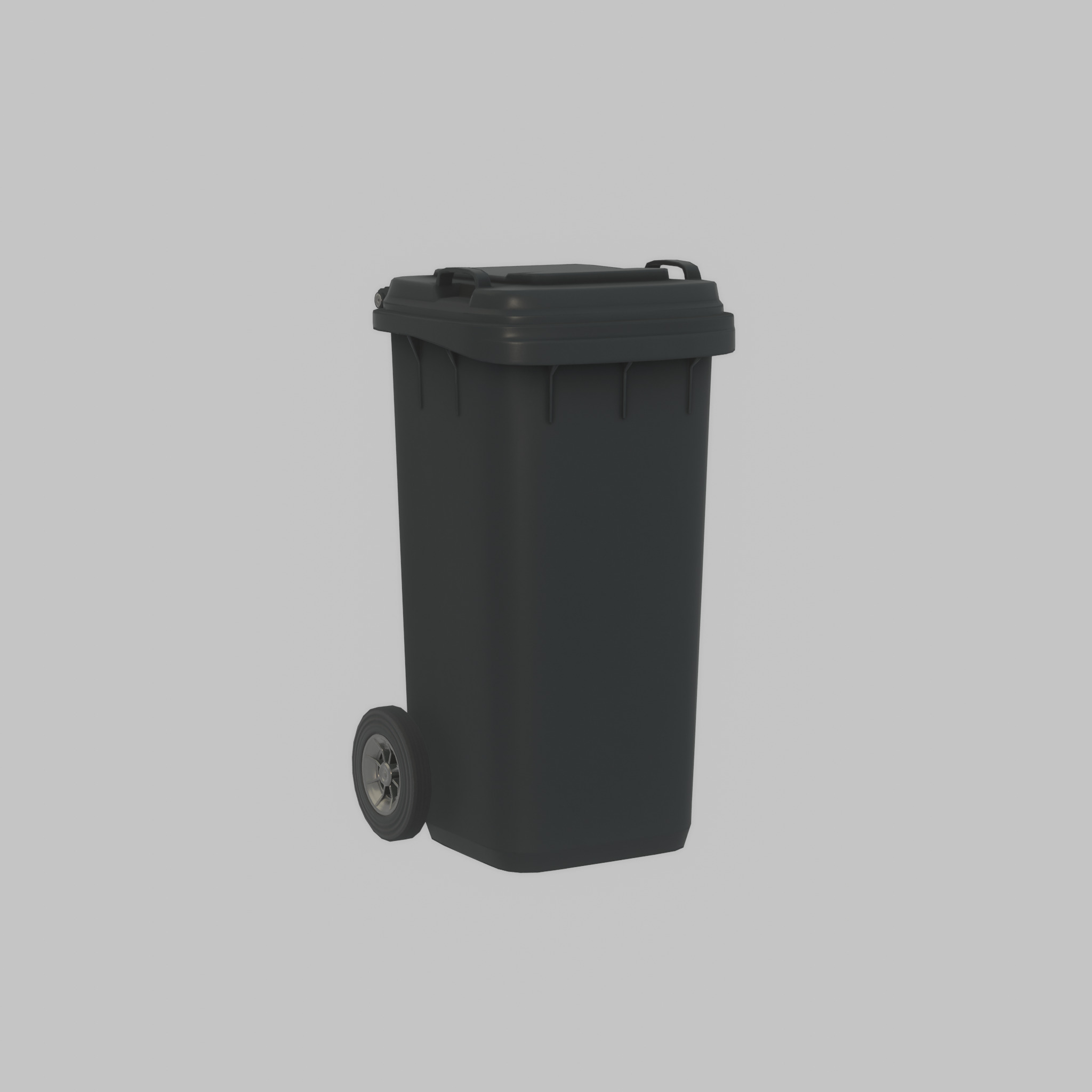 Plastic garbage can black with wheels 120 L Low-poly 3D model_40