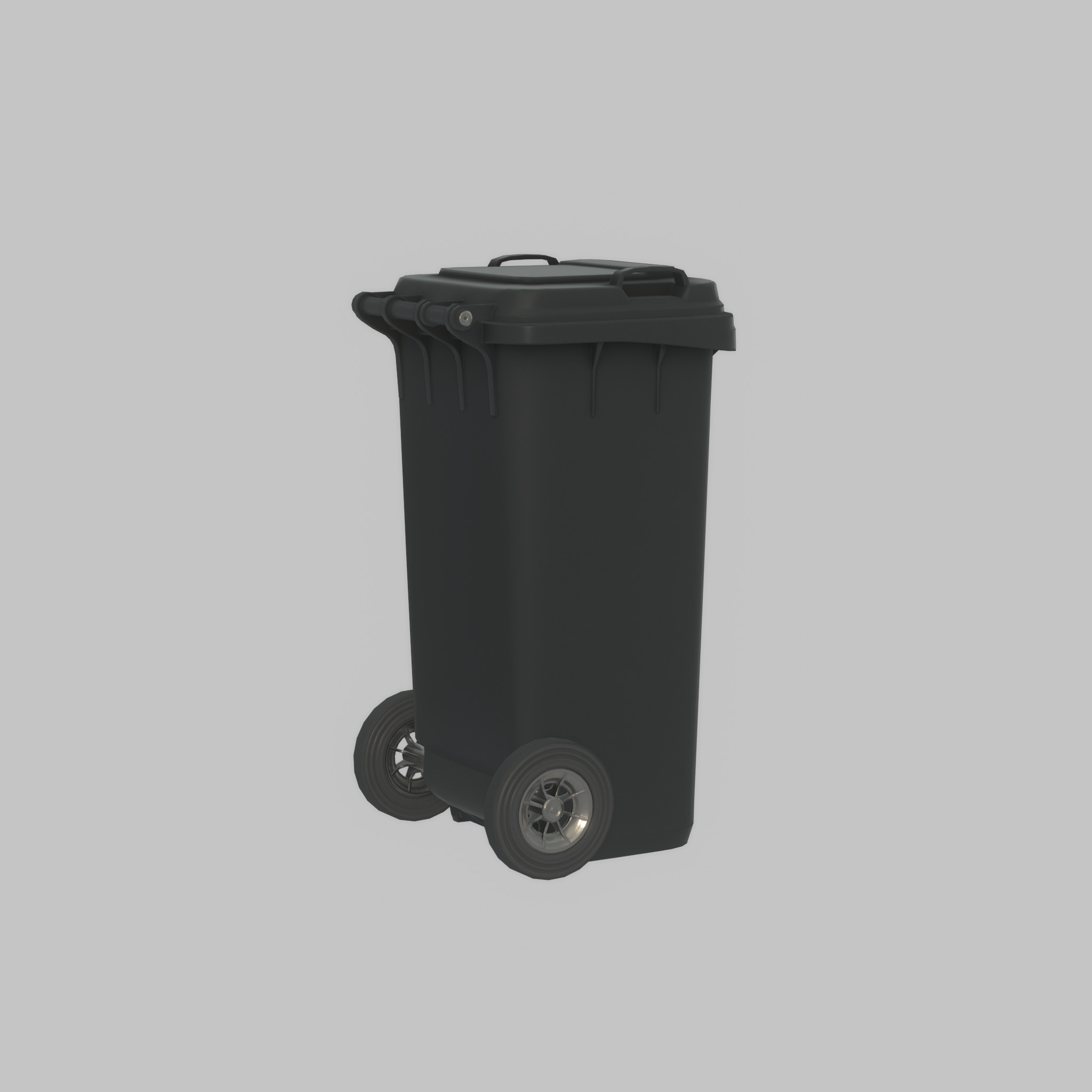 Plastic garbage can black with wheels 120 L Low-poly 3D model_59