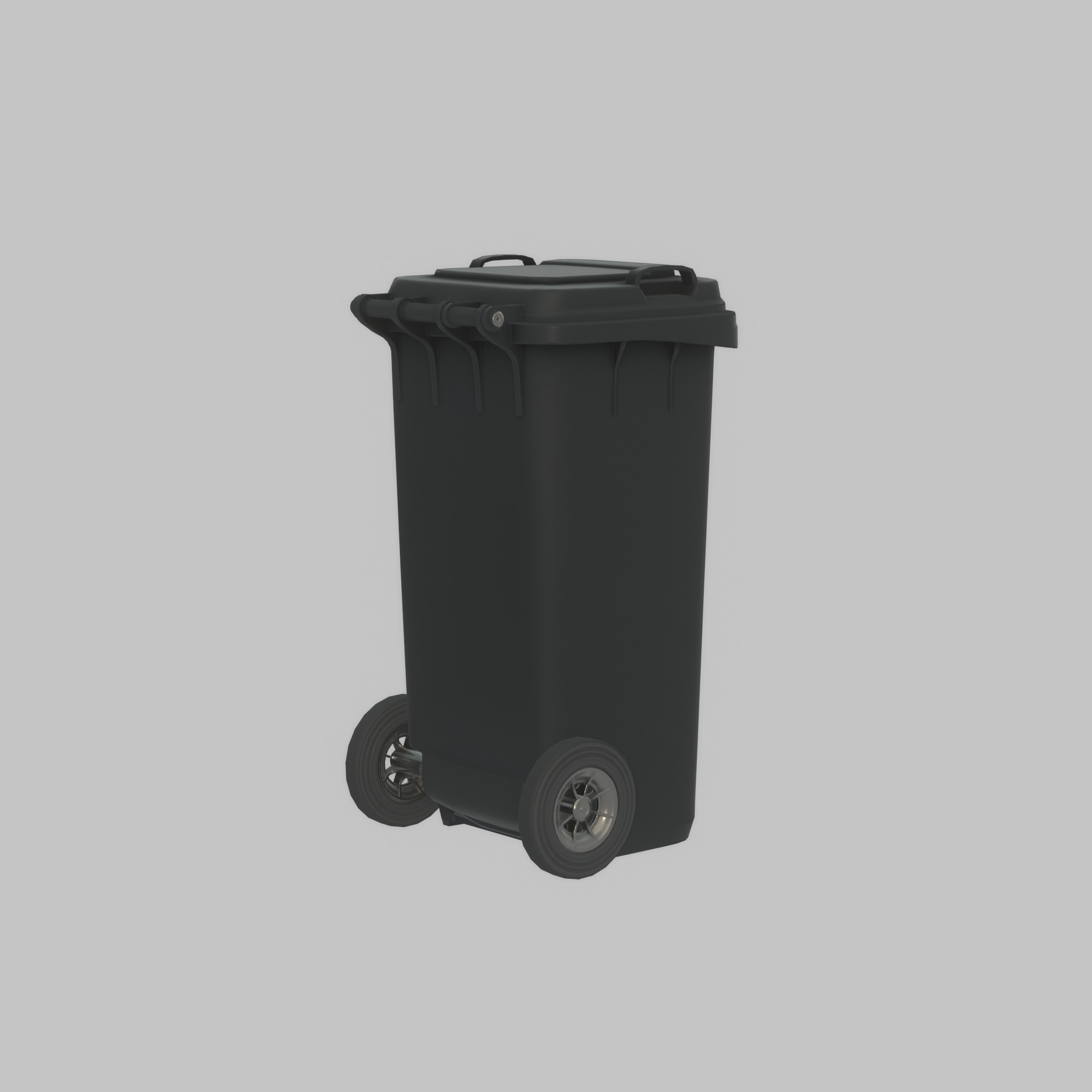 Plastic garbage can black with wheels 120 L Low-poly 3D model_54