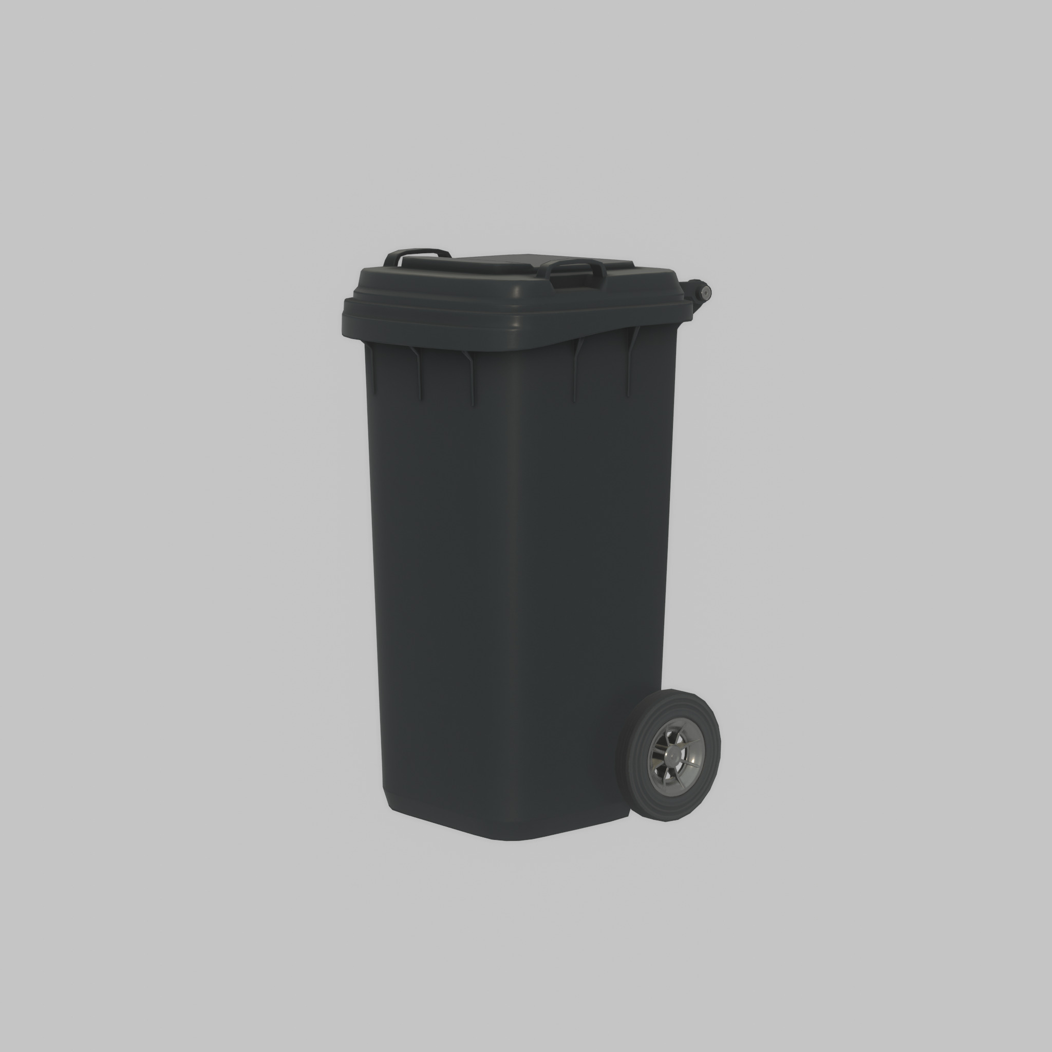 Plastic garbage can black with wheels 120 L Low-poly 3D model_44