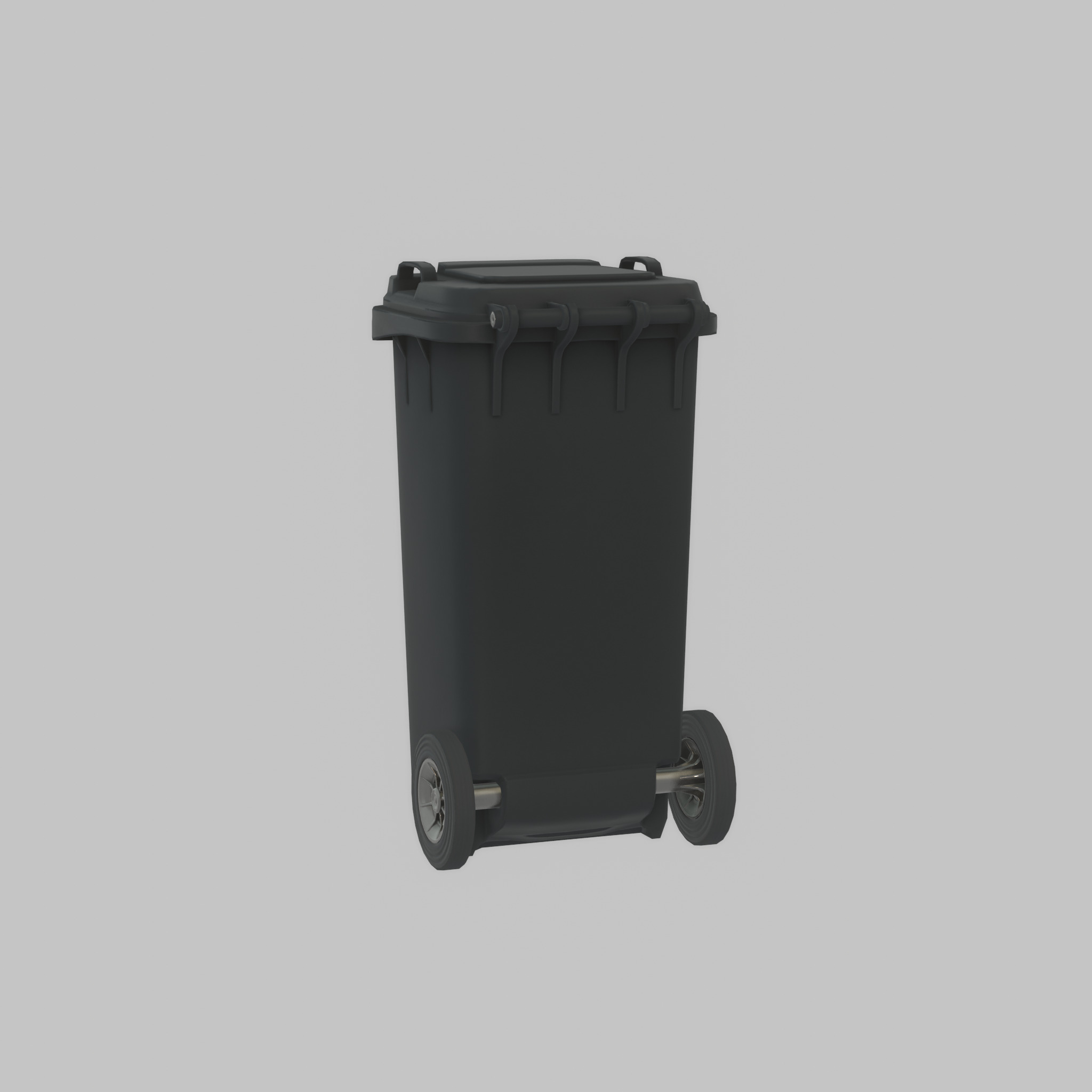 Plastic garbage can black with wheels 120 L Low-poly 3D model_30