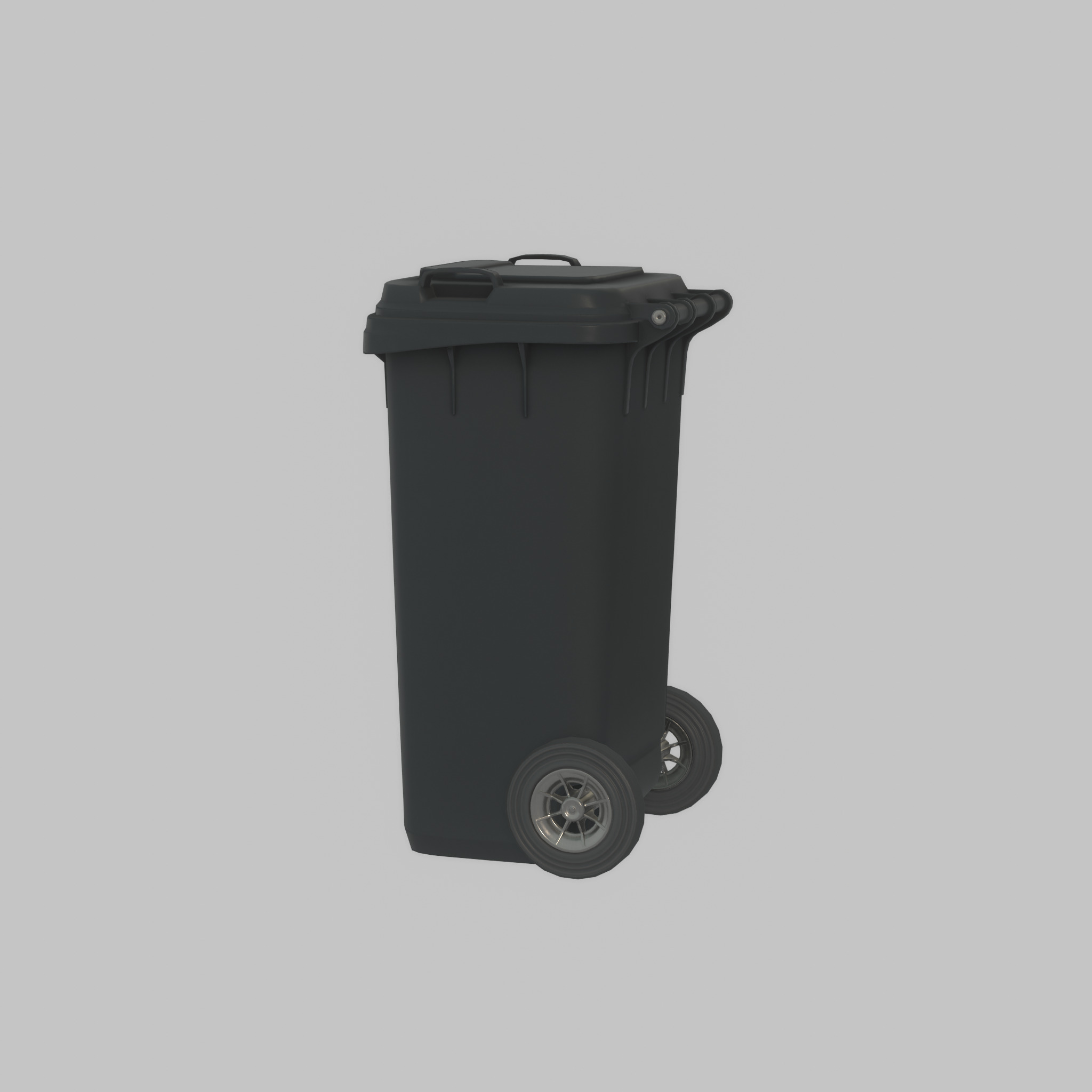 Plastic garbage can black with wheels 120 L Low-poly 3D model_29