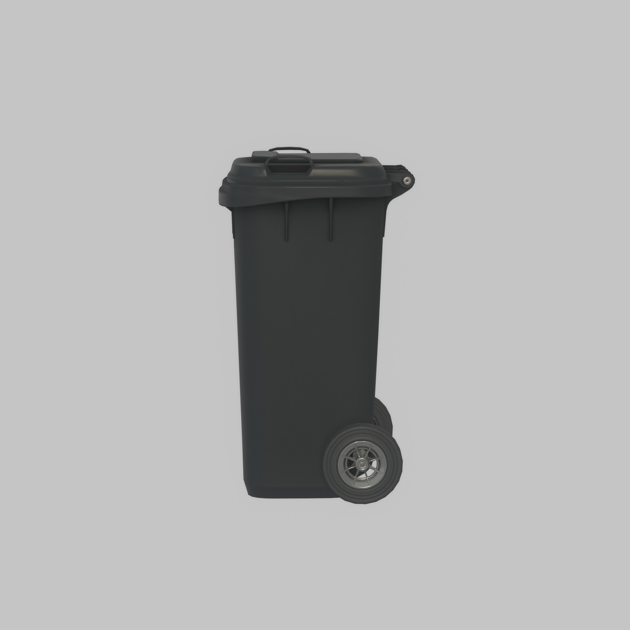Plastic garbage can black with wheels 120 L Low-poly 3D model_42