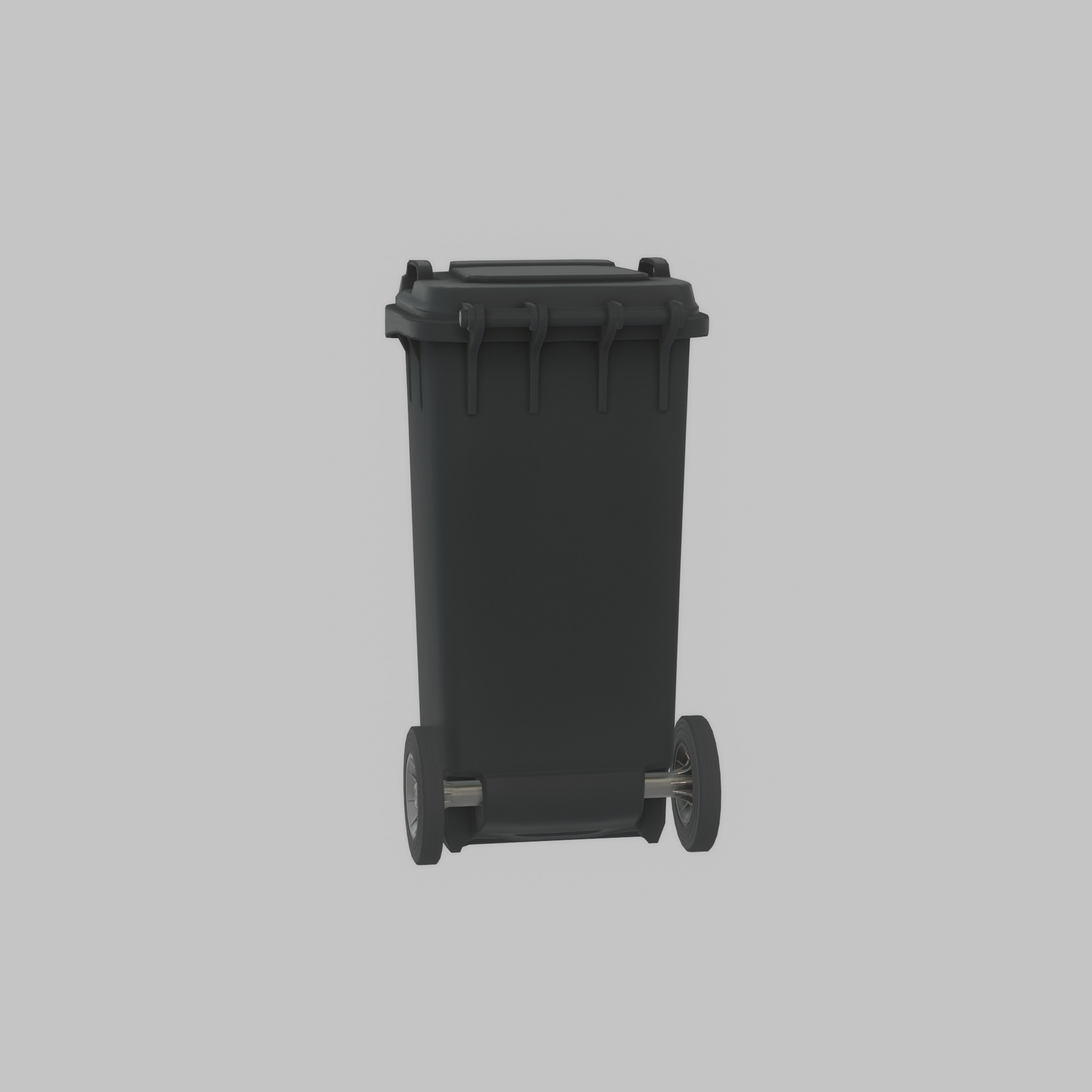 Plastic garbage can black with wheels 120 L Low-poly 3D model_47